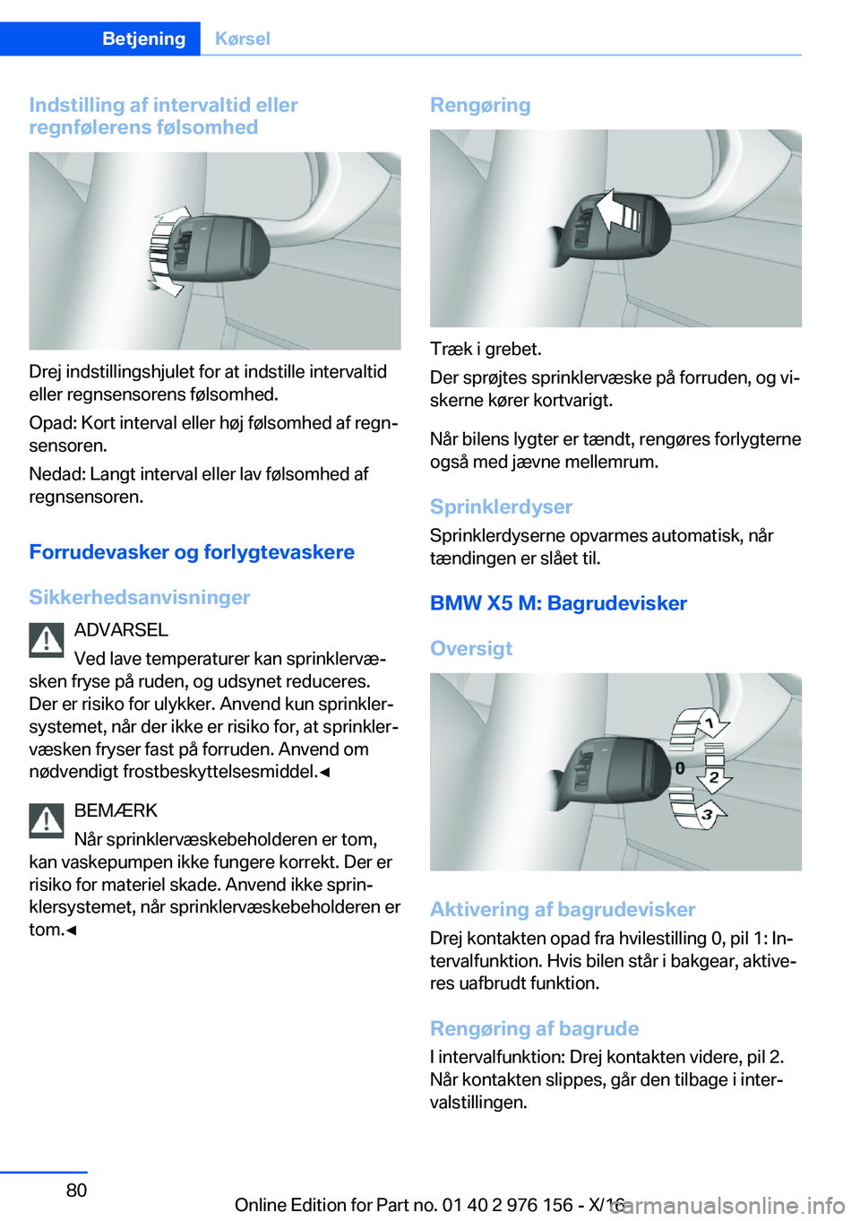 BMW X5 M 2017  InstruktionsbØger (in Danish) �I�n�d�s�t�i�l�l�i�n�g��a�f��i�n�t�e�r�v�a�l�t�i�d��e�l�l�e�r
�r�e�g�n�f�