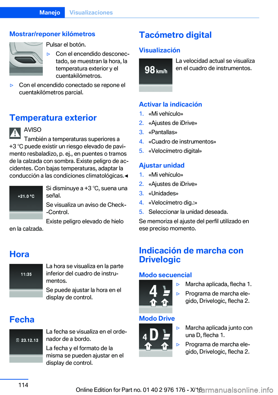 BMW X5 M 2017  Manuales de Empleo (in Spanish) �M�o�s�t�r�a�r�/�r�e�p�o�n�e�r��k�i�l�