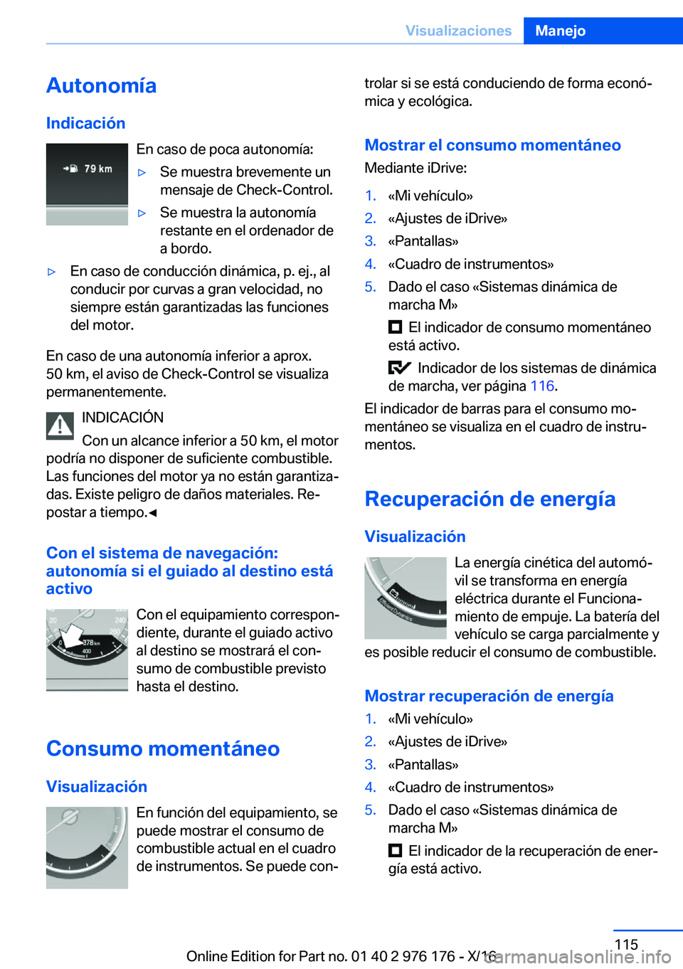 BMW X5 M 2017  Manuales de Empleo (in Spanish) �A�u�t�o�n�o�m�