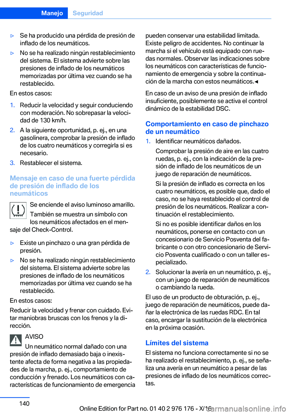 BMW X5 M 2017  Manuales de Empleo (in Spanish) 'y�S�e� �h�a� �p�r�o�d�u�c�i�d�o� �u�n�a� �p�é�r�d�i�d�a� �d�e� �p�r�e�s�i�