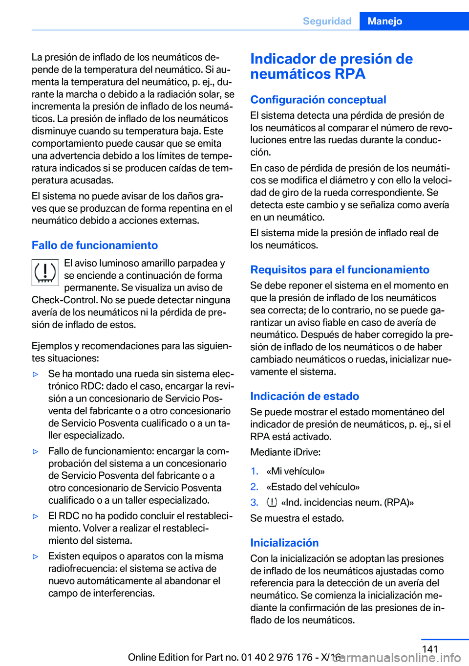 BMW X5 M 2017  Manuales de Empleo (in Spanish) �L�a� �p�r�e�s�i�