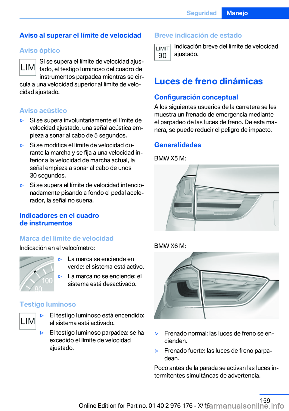 BMW X5 M 2017  Manuales de Empleo (in Spanish) �A�v�i�s�o��a�l��s�u�p�e�r�a�r��e�l��l�
