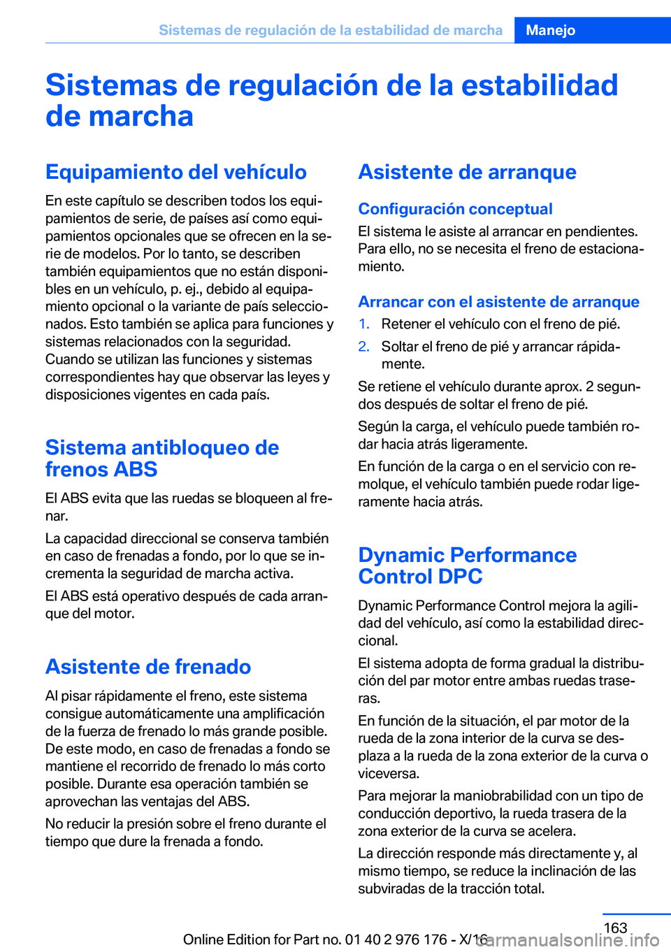 BMW X5 M 2017  Manuales de Empleo (in Spanish) �S�i�s�t�e�m�a�s��d�e��r�e�g�u�l�a�c�i�