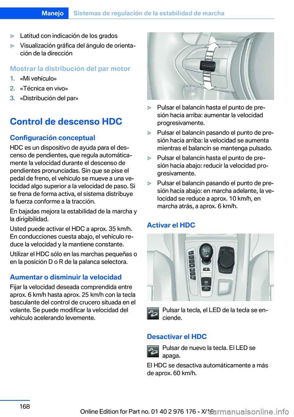 BMW X5 M 2017  Manuales de Empleo (in Spanish) 'y�L�a�t�i�t�u�d� �c�o�n� �i�n�d�i�c�a�c�i�