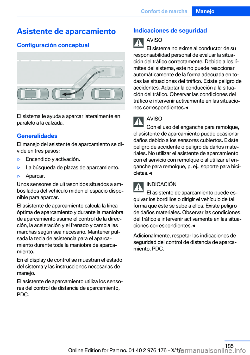 BMW X5 M 2017  Manuales de Empleo (in Spanish) �A�s�i�s�t�e�n�t�e��d�e��a�p�a�r�c�a�m�i�e�n�t�o
�C�o�n�f�i�g�u�r�a�c�i�