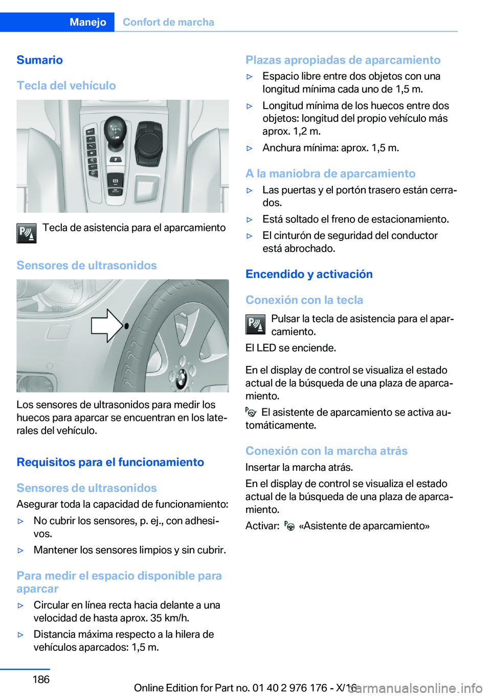 BMW X5 M 2017  Manuales de Empleo (in Spanish) �S�u�m�a�r�i�o
�T�e�c�l�a��d�e�l��v�e�h�