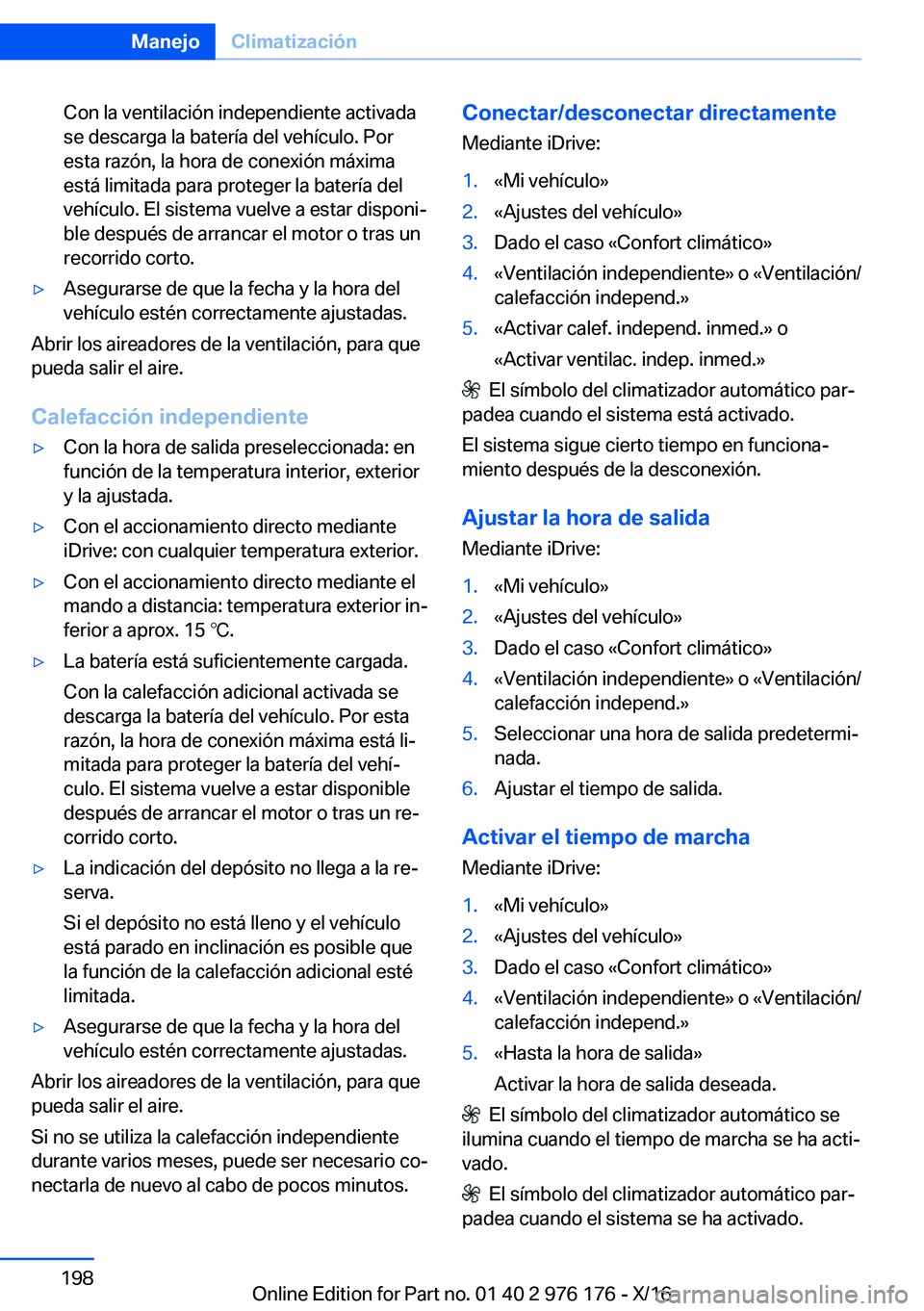 BMW X5 M 2017  Manuales de Empleo (in Spanish) �C�o�n� �l�a� �v�e�n�t�i�l�a�c�i�