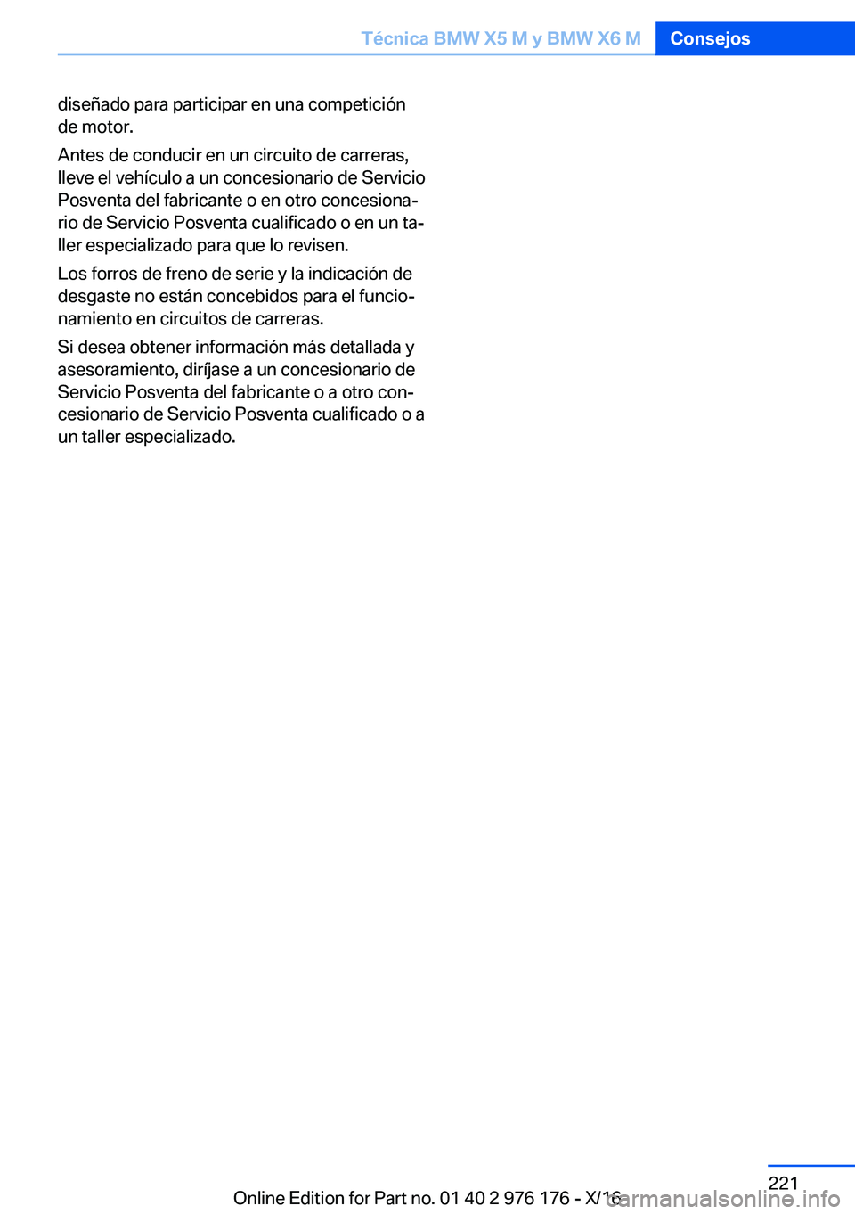 BMW X5 M 2017  Manuales de Empleo (in Spanish) �d�i�s�e�