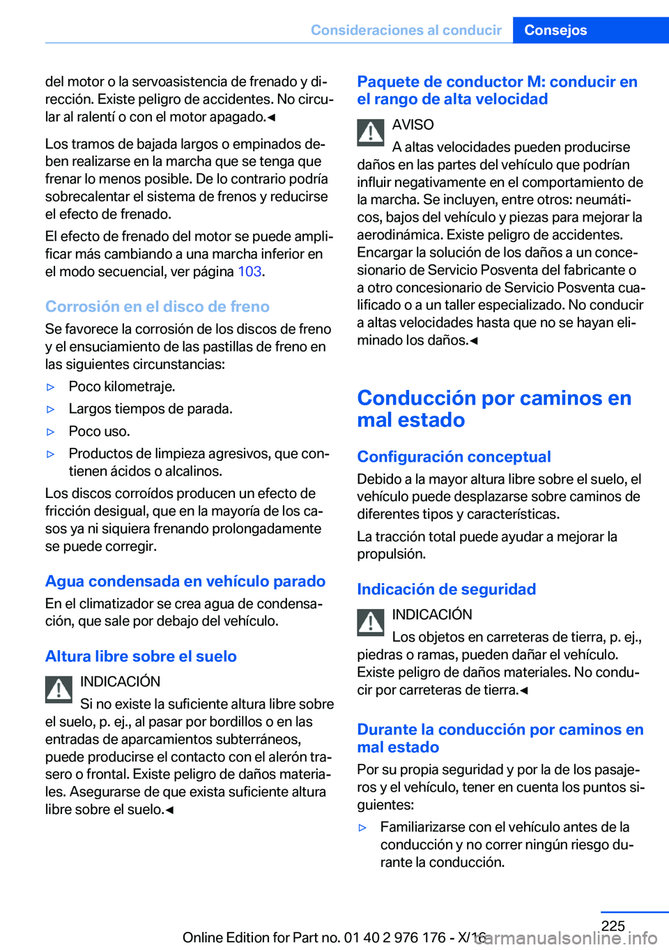 BMW X5 M 2017  Manuales de Empleo (in Spanish) �d�e�l� �m�o�t�o�r� �o� �l�a� �s�e�r�v�o�a�s�i�s�t�e�n�c�i�a� �d�e� �f�r�e�n�a�d�o� �y� �d�iª�r�e�c�c�i�