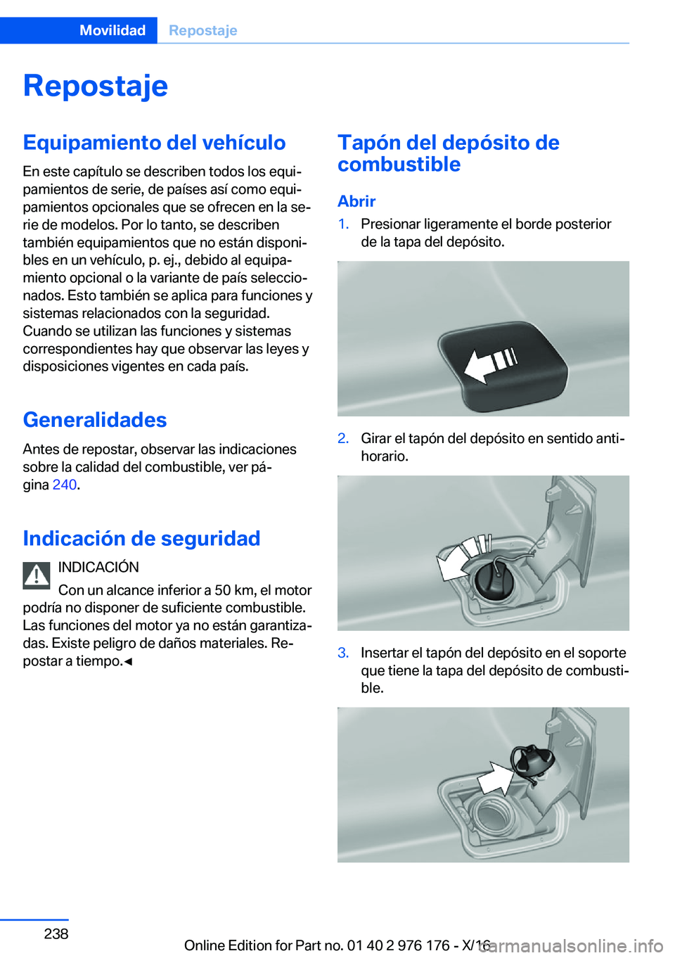 BMW X5 M 2017  Manuales de Empleo (in Spanish) �R�e�p�o�s�t�a�j�e�E�q�u�i�p�a�m�i�e�n�t�o��d�e�l��v�e�h�