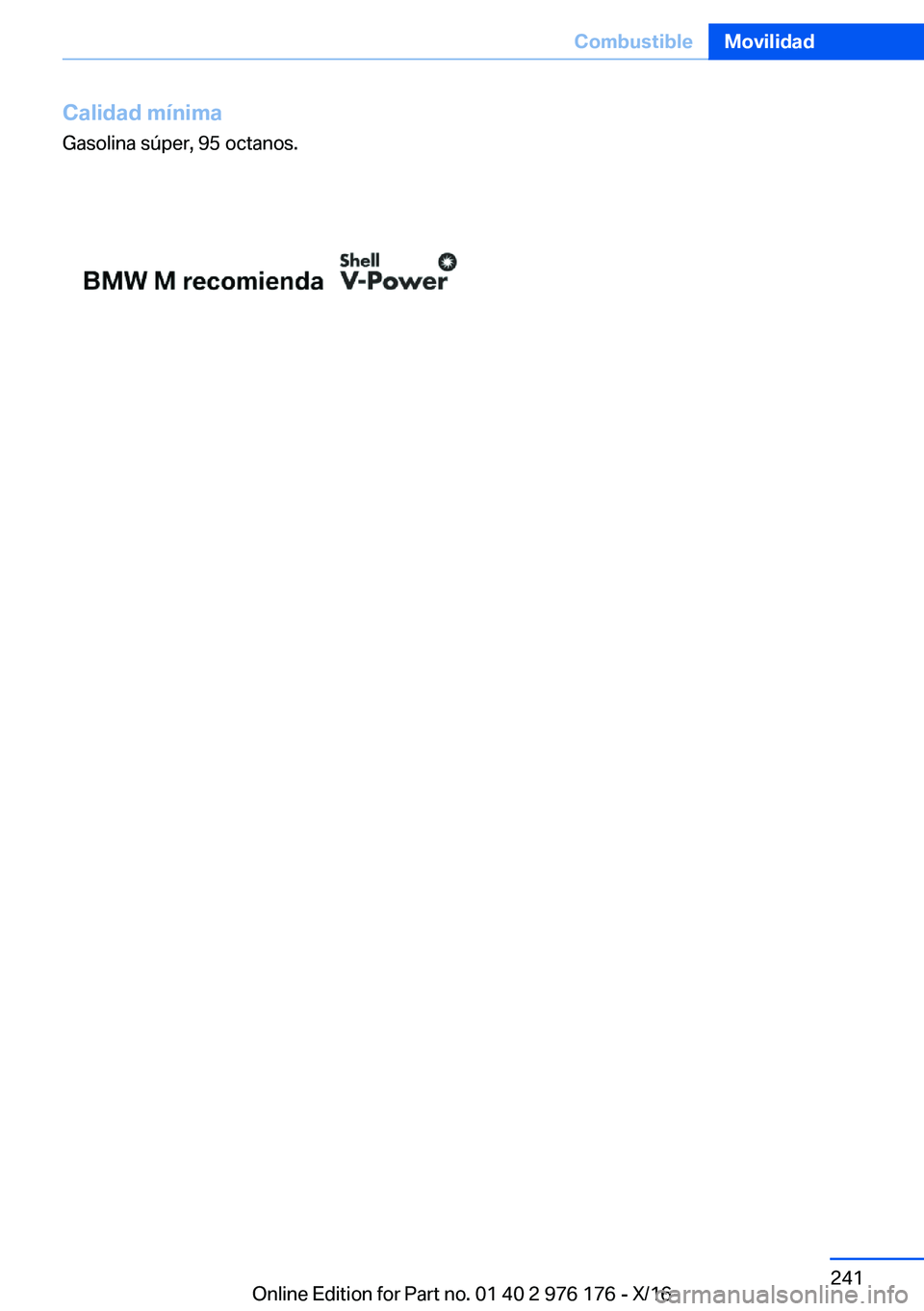 BMW X5 M 2017  Manuales de Empleo (in Spanish) �C�a�l�i�d�a�d��m�