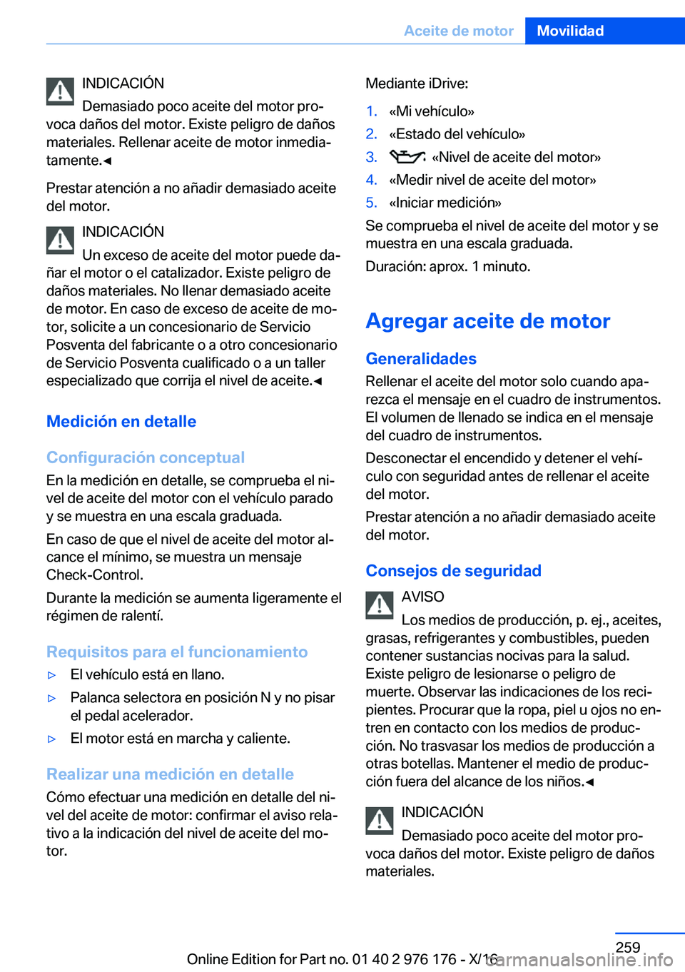 BMW X5 M 2017  Manuales de Empleo (in Spanish) �I�N�D�I�C�A�C�I�
