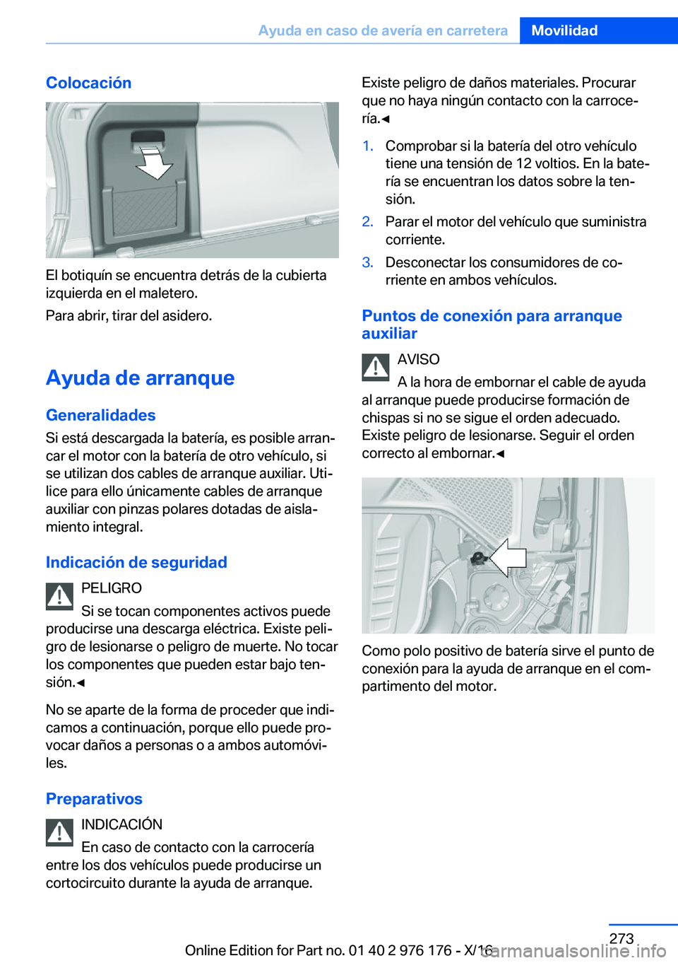 BMW X5 M 2017  Manuales de Empleo (in Spanish) �C�o�l�o�c�a�c�i�