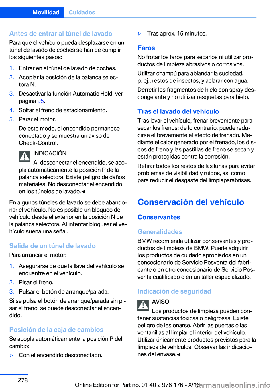BMW X5 M 2017  Manuales de Empleo (in Spanish) �A�n�t�e�s��d�e��e�n�t�r�a�r��a�l��t�