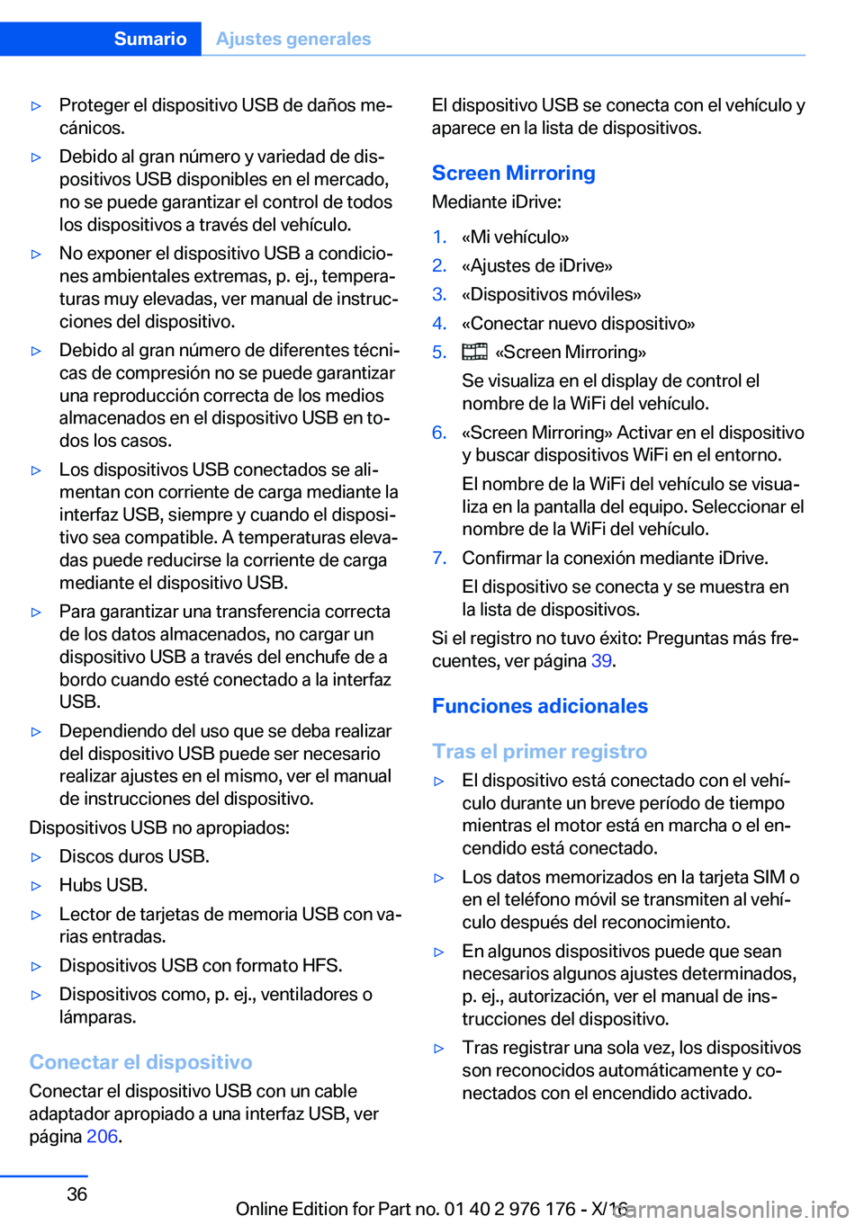 BMW X5 M 2017  Manuales de Empleo (in Spanish) 'y�P�r�o�t�e�g�e�r� �e�l� �d�i�s�p�o�s�i�t�i�v�o� �U�S�B� �d�e� �d�a�