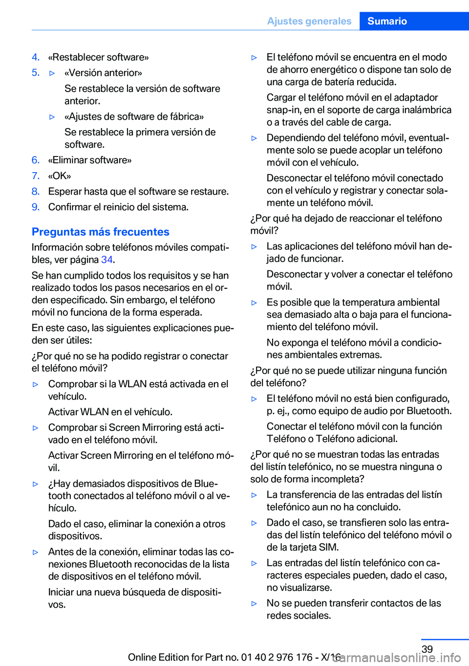 BMW X5 M 2017  Manuales de Empleo (in Spanish) �4�.�«�R�e�s�t�a�b�l�e�c�e�r� �s�o�f�t�w�a�r�e�{�5�.'y�«�V�e�r�s�i�