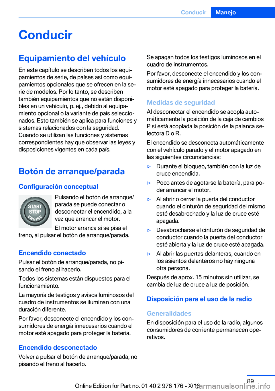 BMW X5 M 2017  Manuales de Empleo (in Spanish) �C�o�n�d�u�c�i�r�E�q�u�i�p�a�m�i�e�n�t�o��d�e�l��v�e�h�