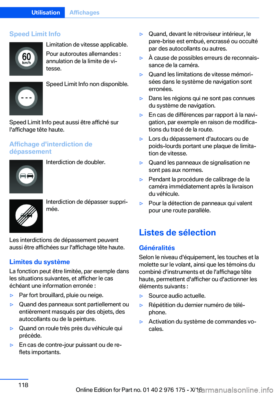 BMW X5 M 2017  Notices Demploi (in French) �S�p�e�e�d��L�i�m�i�t��I�n�f�o�L�i�m�i�t�a�t�i�o�n� �d�e� �v�i�t�e�s�s�e� �a�p�p�l�i�c�a�b�l�e�.�P�o�u�r� �a�u�t�o�r�o�u�t�e�s� �a�l�l�e�m�a�n�d�e�s� �:
�a�n�n�u�l�a�t�i�o�n� �d�e� �l�a� �l�i�m�i�t�