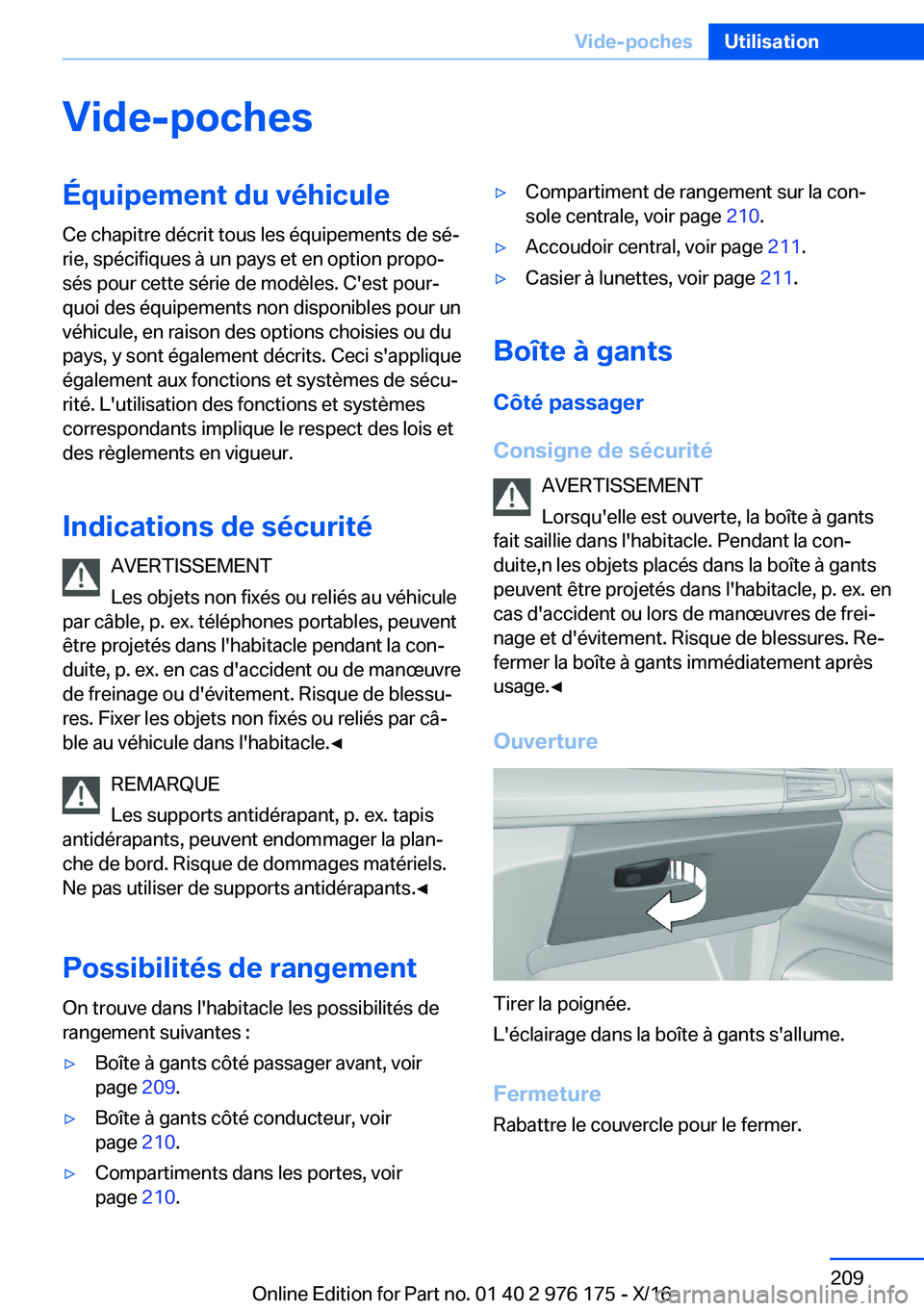 BMW X5 M 2017  Notices Demploi (in French) �V�i�d�e�-�p�o�c�h�e�s�