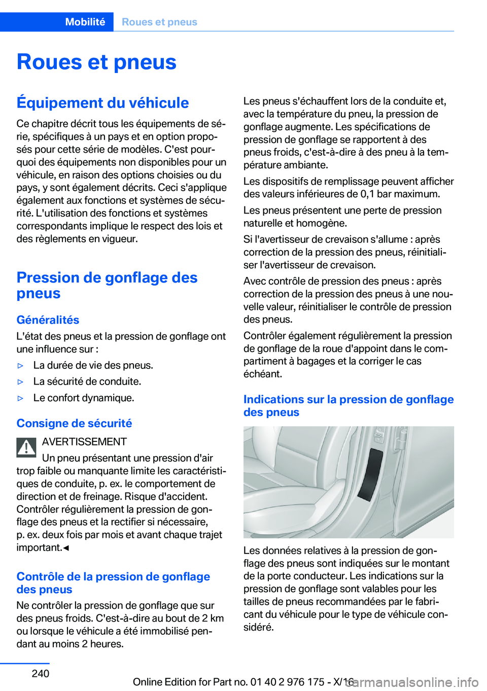 BMW X5 M 2017  Notices Demploi (in French) �R�o�u�e�s��e�t��p�n�e�u�s�
