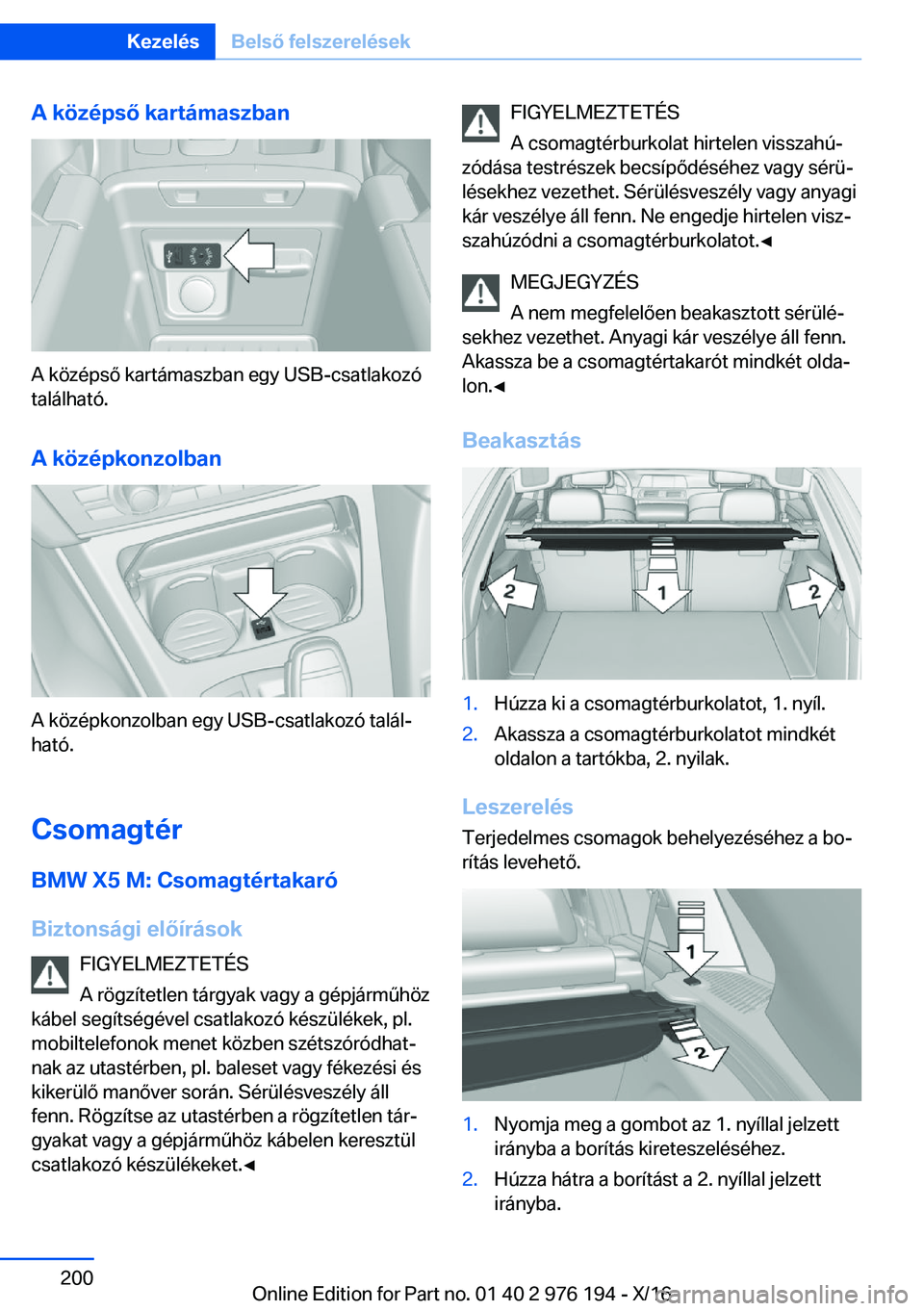 BMW X5 M 2017  Kezelési útmutató (in Hungarian) �A��k�