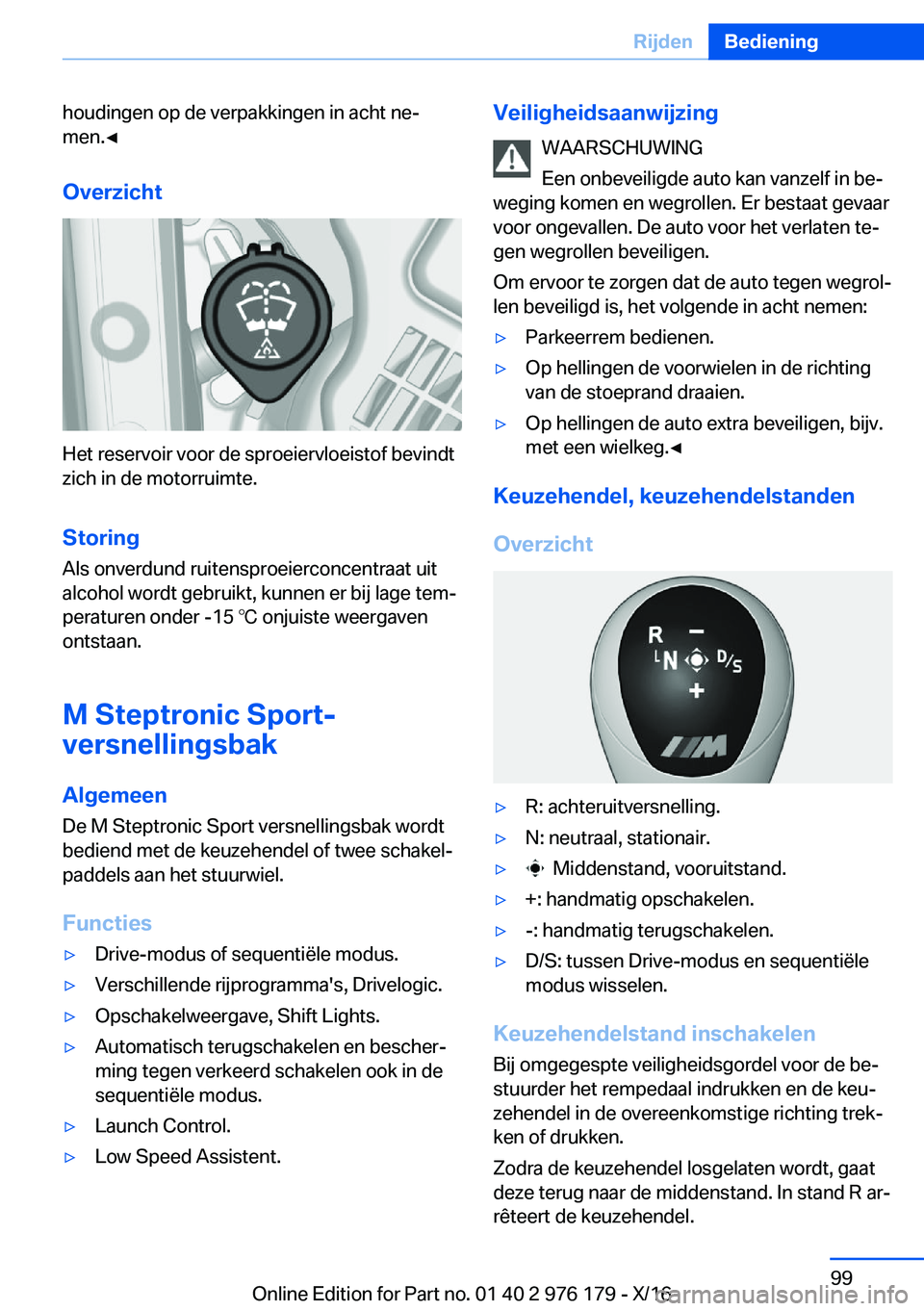 BMW X5 M 2017  Instructieboekjes (in Dutch) �h�o�u�d�i�n�g�e�n� �o�p� �d�e� �v�e�r�p�a�k�k�i�n�g�e�n� �i�n� �a�c�h�t� �n�ej
�m�e�n�.'