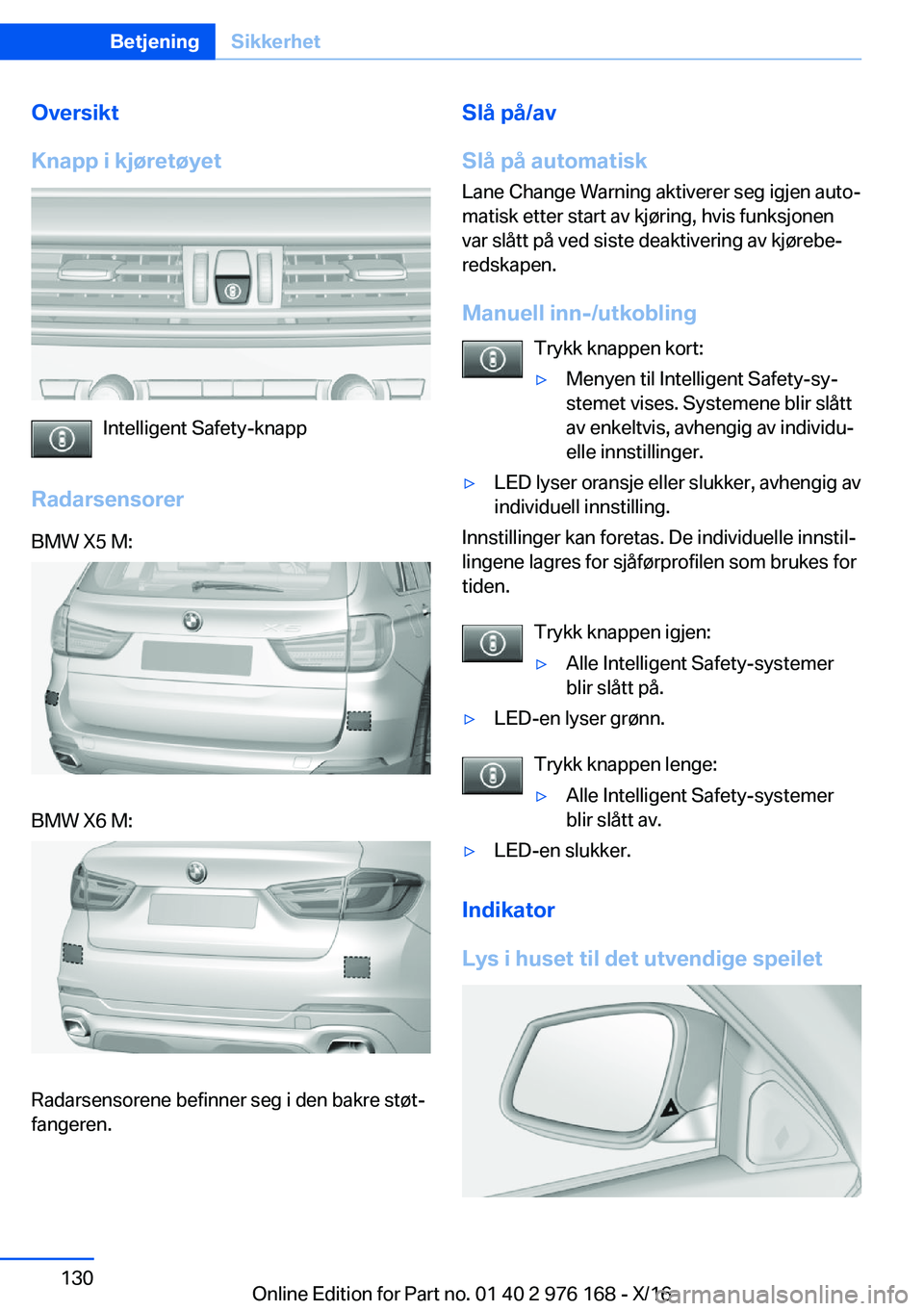 BMW X5 M 2017  InstruksjonsbØker (in Norwegian) �O�v�e�r�s�i�k�t
�K�n�a�p�p��i��k�j�