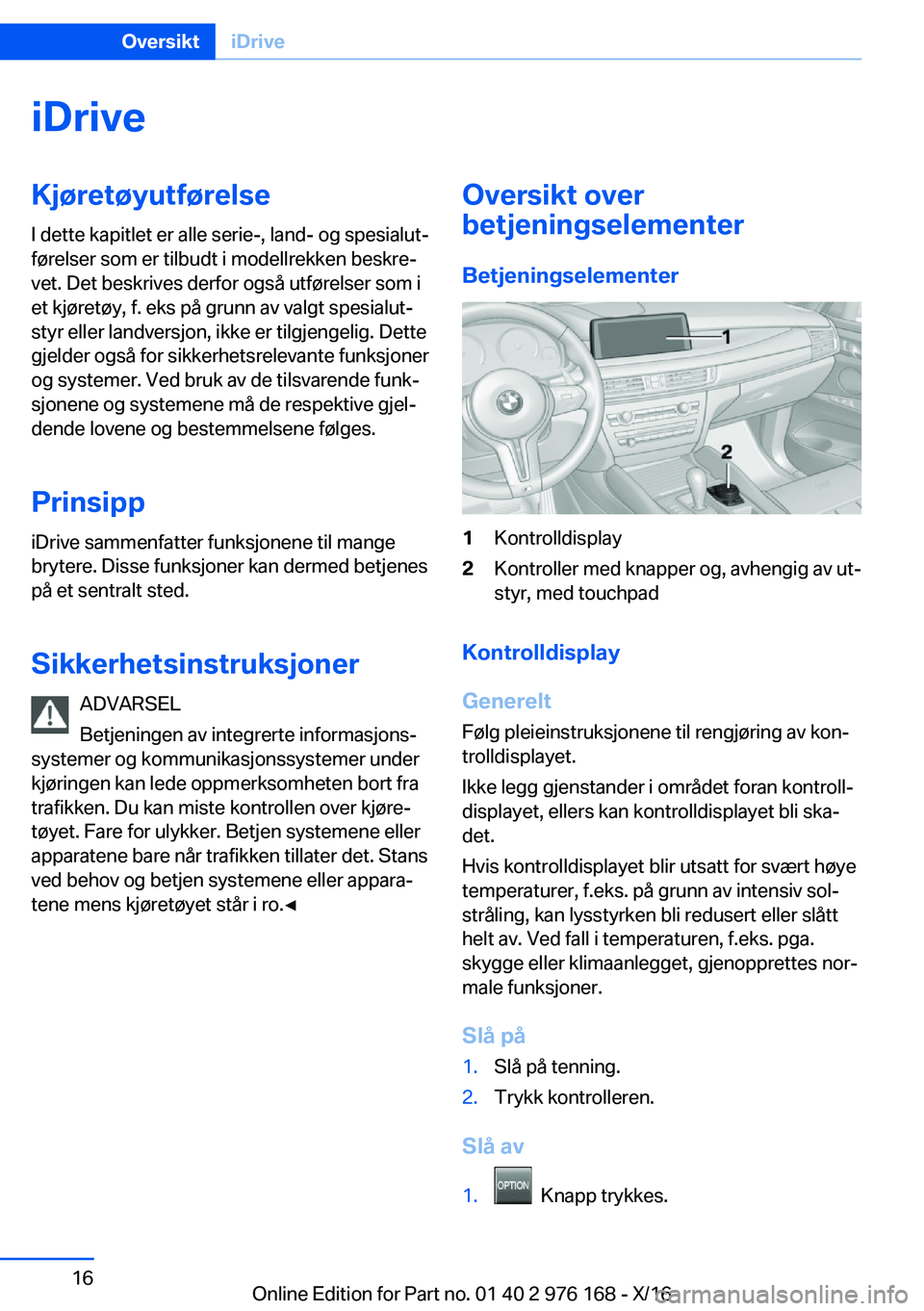 BMW X5 M 2017  InstruksjonsbØker (in Norwegian) �i�D�r�i�v�e�K�j�