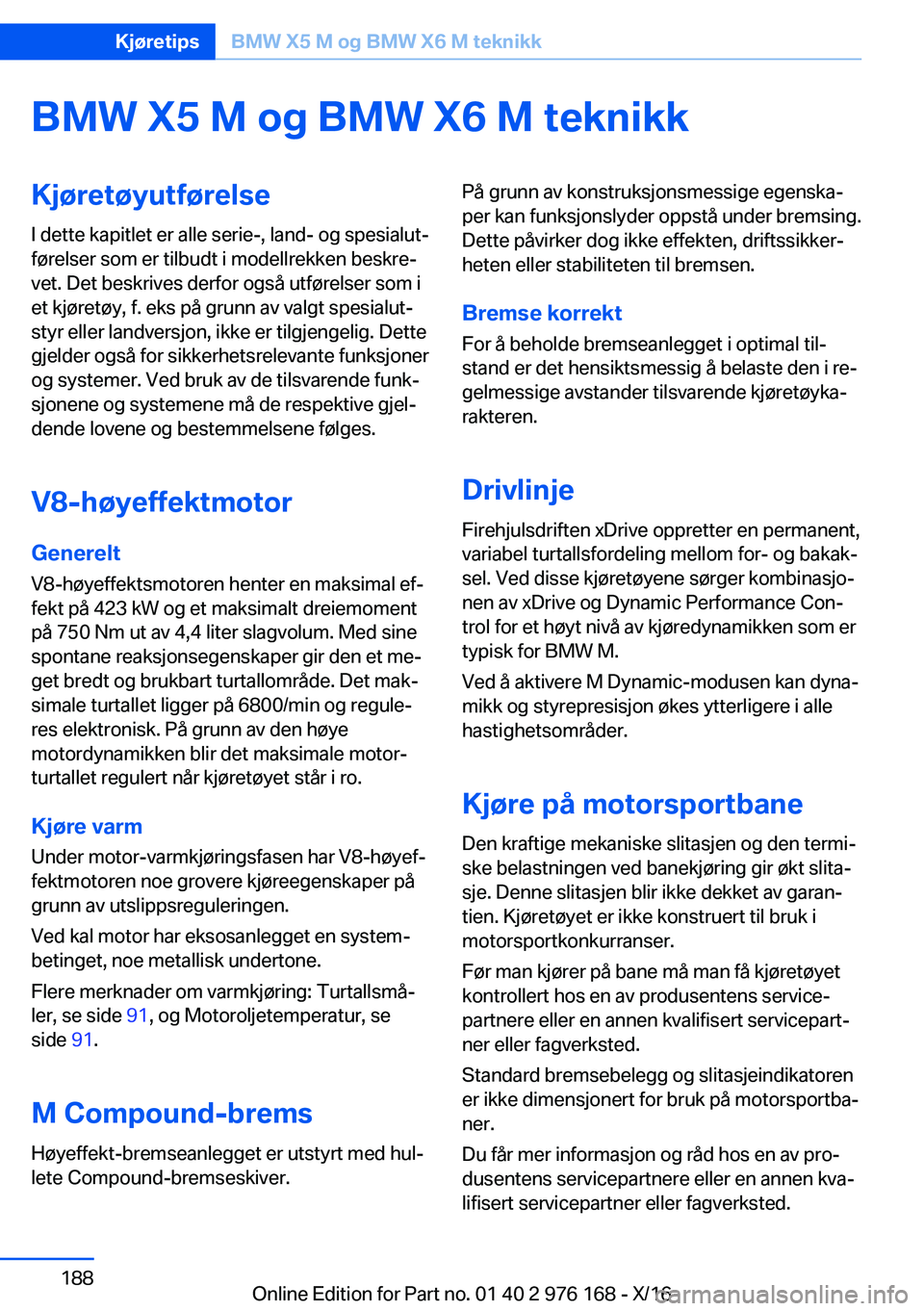 BMW X5 M 2017  InstruksjonsbØker (in Norwegian) �B�M�W��X�5��M��o�g��B�M�W��X�6��M��t�e�k�n�i�k�k�K�j�