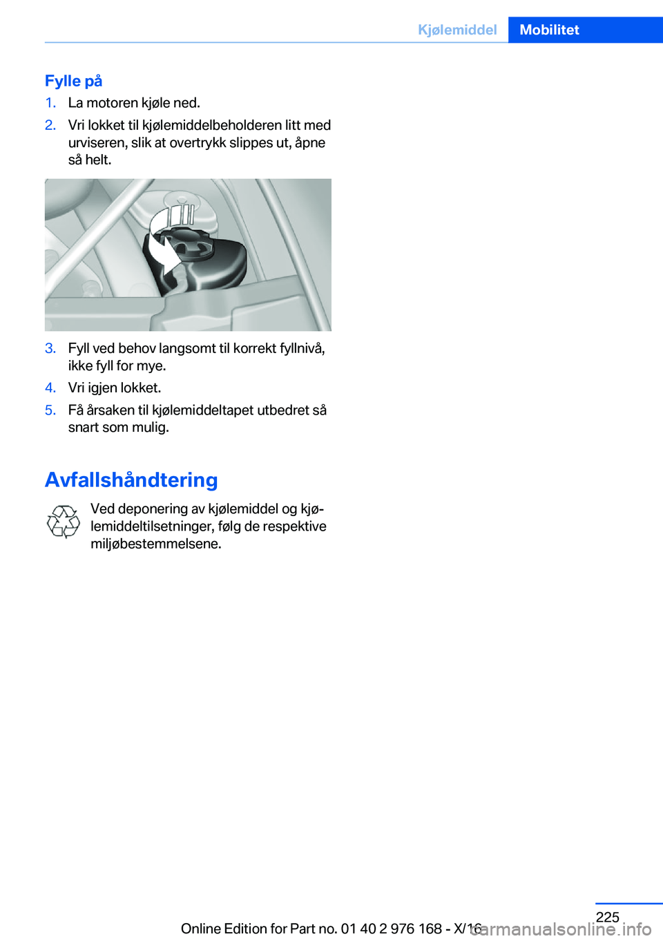 BMW X5 M 2017  InstruksjonsbØker (in Norwegian) �F�y�l�l�e��p�å�1�.�L�a� �m�o�t�o�r�e�n� �k�j�