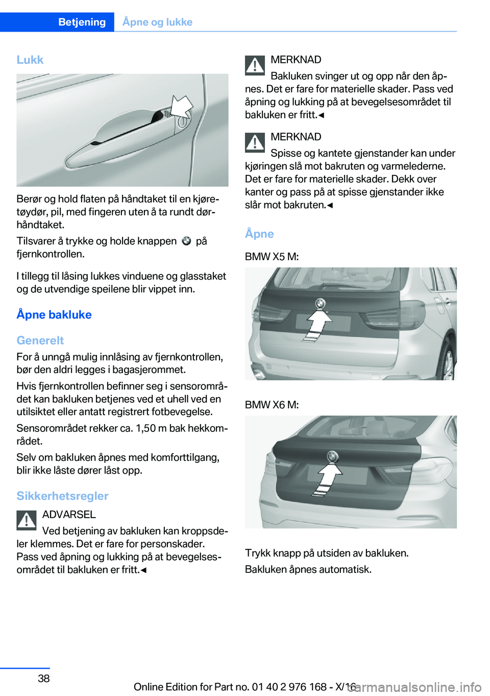 BMW X5 M 2017  InstruksjonsbØker (in Norwegian) �L�u�k�k
�B�e�r�