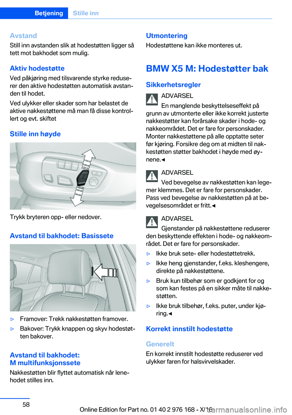 BMW X5 M 2017  InstruksjonsbØker (in Norwegian) �A�v�s�t�a�n�d�S�t�i�l�l� �i�n�n� �a�v�s�t�a�n�d�e�n� �s�l�i�k� �a�t� �h�o�d�e�s�t�