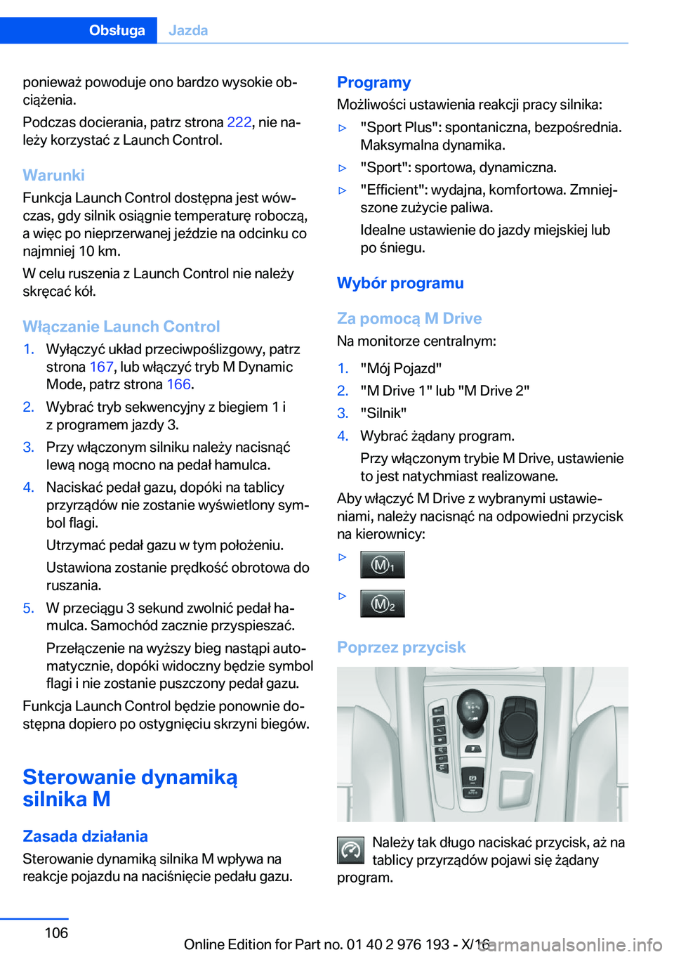 BMW X5 M 2017  Instrukcja obsługi (in Polish) �p�o�n�i�e�w�a 9� �p�o�w�o�d�u�j�e� �o�n�o� �b�a�r�d�z�o� �w�y�s�o�k�i�e� �o�bj�c�i�