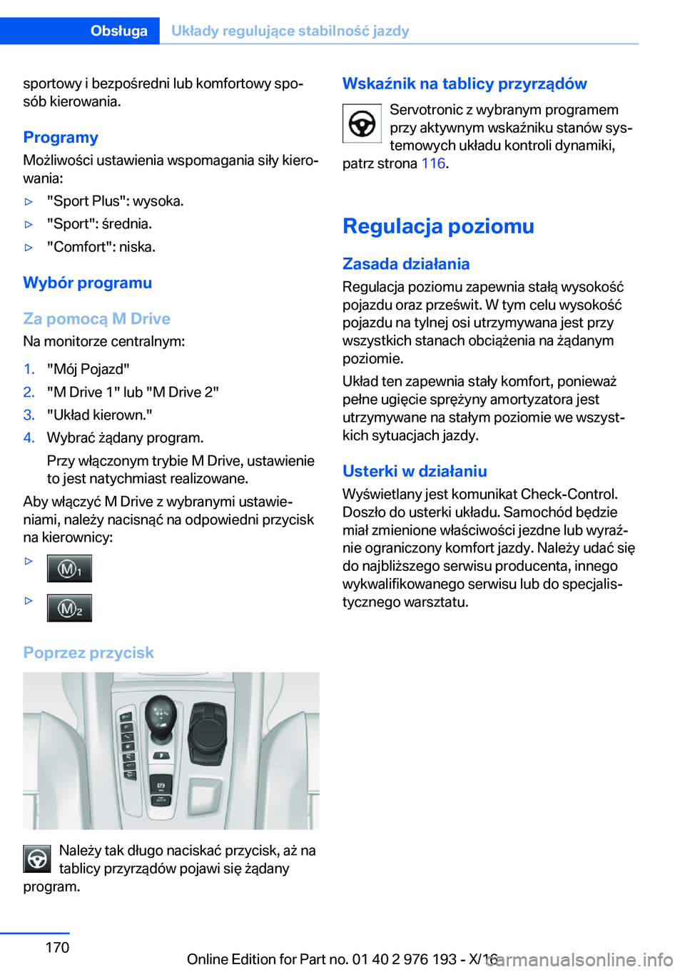 BMW X5 M 2017  Instrukcja obsługi (in Polish) �s�p�o�r�t�o�w�y� �i� �b�e�z�p�o �r�e�d�n�i� �l�u�b� �k�o�m�f�o�r�t�o�w�y� �s�p�oj�s�