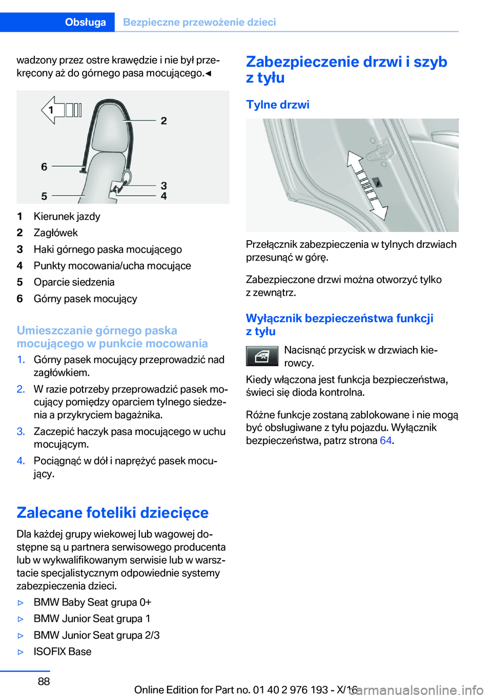 BMW X5 M 2017  Instrukcja obsługi (in Polish) �w�a�d�z�o�n�y� �p�r�z�e�z� �o�s�t�r�e� �k�r�a�w�