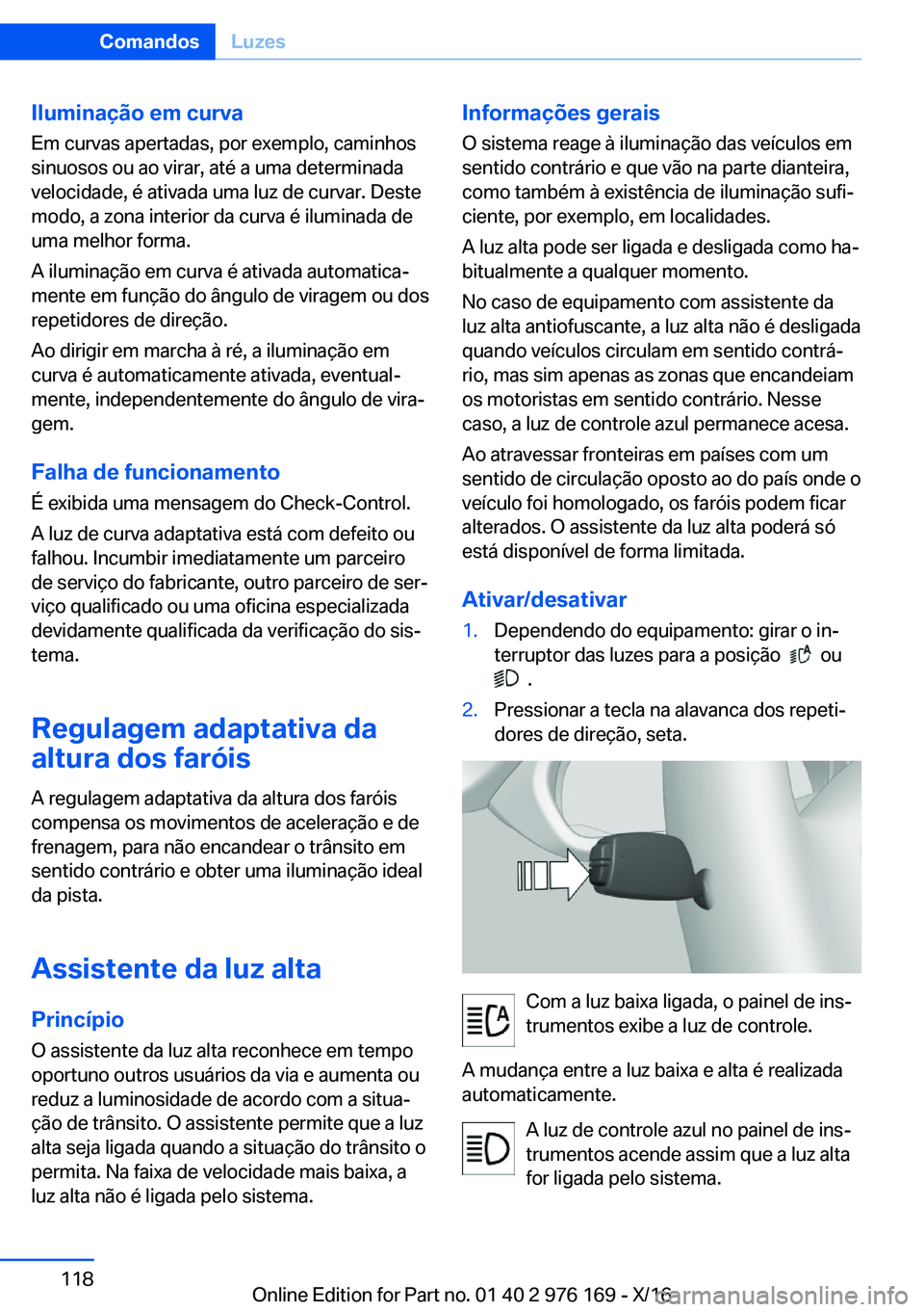 BMW X5 M 2017  Manual do condutor (in Portuguese) �I�l�u�m�i�n�a�