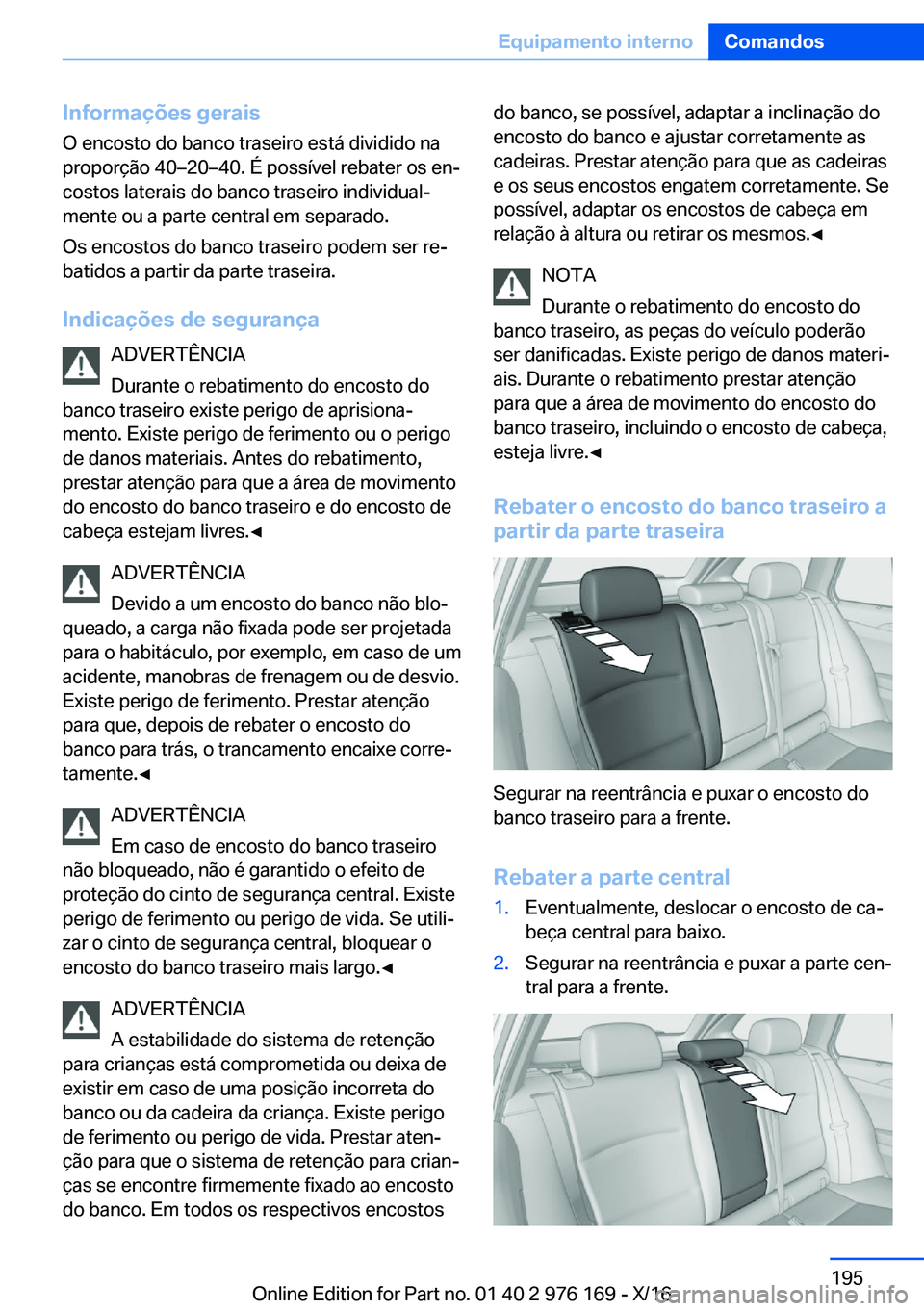 BMW X5 M 2017  Manual do condutor (in Portuguese) �I�n�f�o�r�m�a�