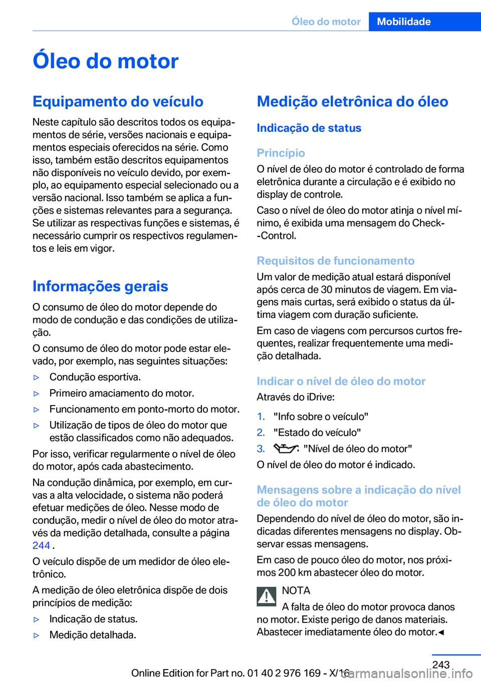 BMW X5 M 2017  Manual do condutor (in Portuguese) �