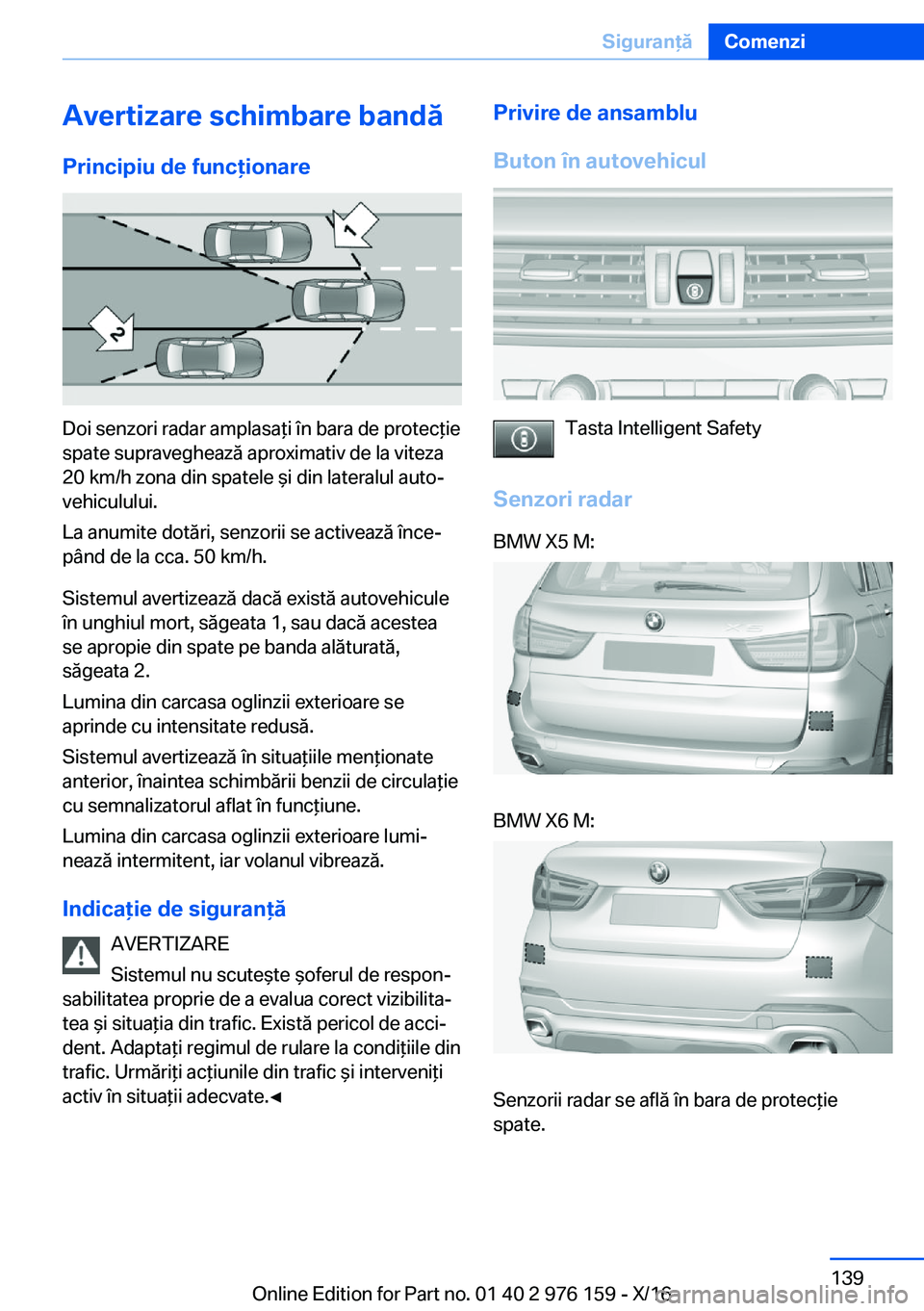 BMW X5 M 2017  Ghiduri De Utilizare (in Romanian) �A�v�e�r�t�i�z�a�r�e��s�c�h�i�m�b�a�r�e��b�a�n�d�