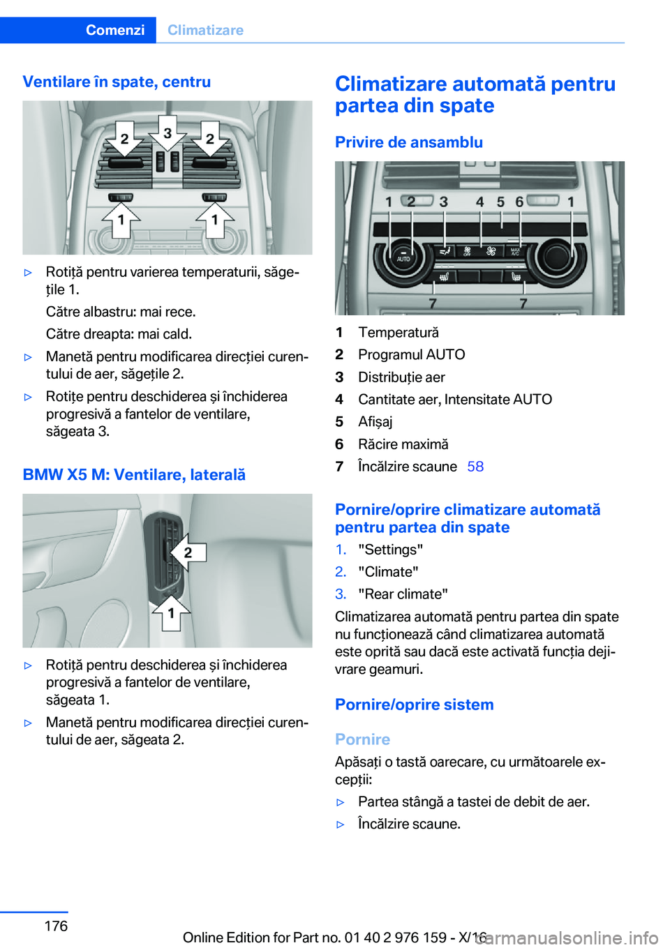 BMW X5 M 2017  Ghiduri De Utilizare (in Romanian) �V�e�n�t�i�l�a�r�e��