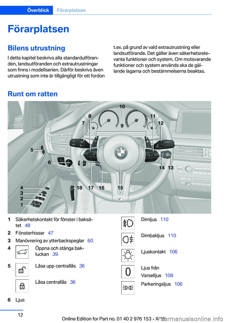 BMW X5 M 2017  InstruktionsbÖcker (in Swedish) �F�