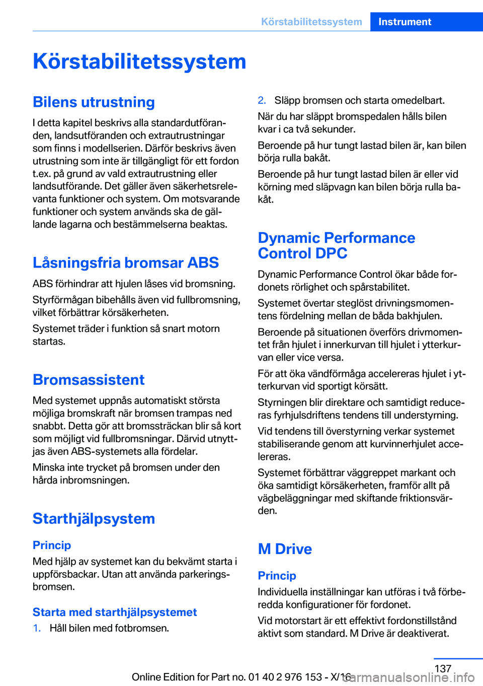 BMW X5 M 2017  InstruktionsbÖcker (in Swedish) �K�