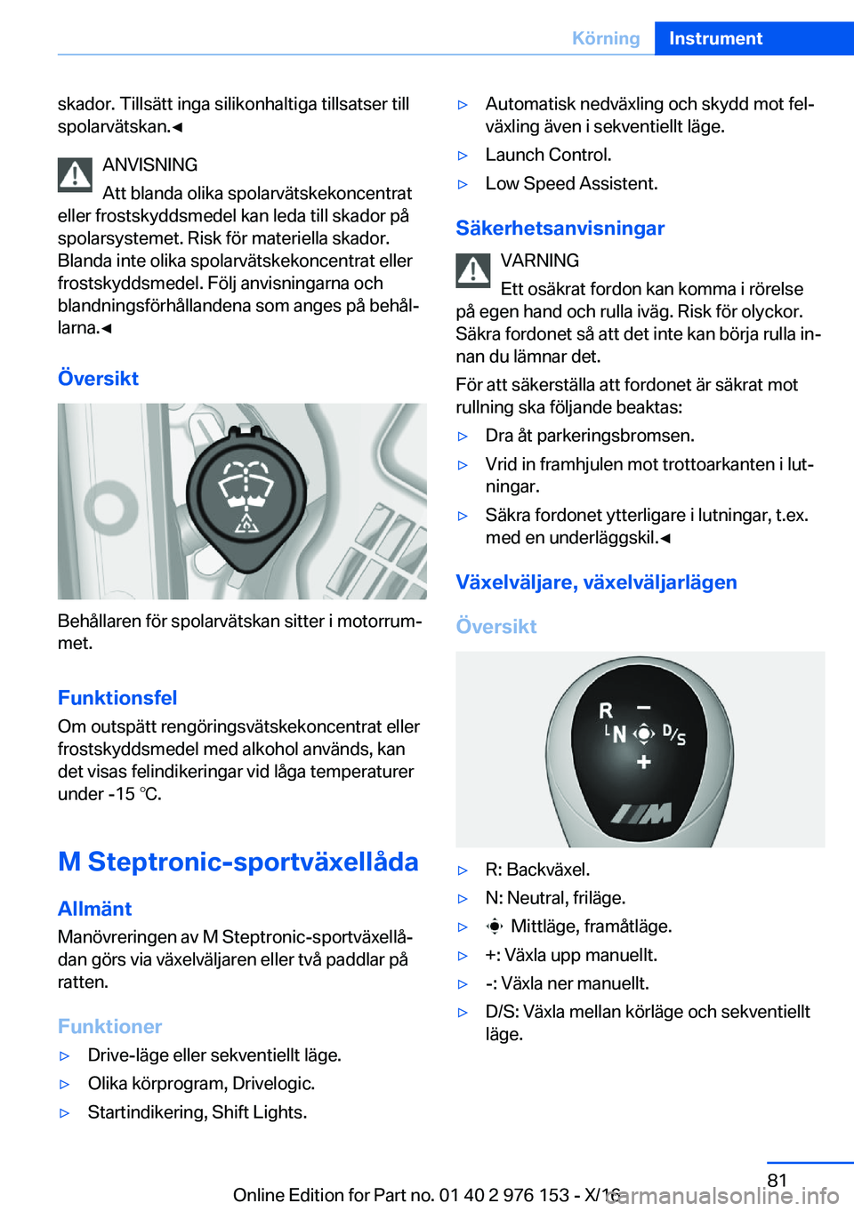 BMW X5 M 2017  InstruktionsbÖcker (in Swedish) �s�k�a�d�o�r�.� �T�i�l�l�s�ä�t�t� �i�n�g�a� �s�i�l�i�k�o�n�h�a�l�t�i�g�a� �t�i�l�l�s�a�t�s�e�r� �t�i�l�l�s�p�o�l�a�r�v�ä�t�s�k�a�n�.'
