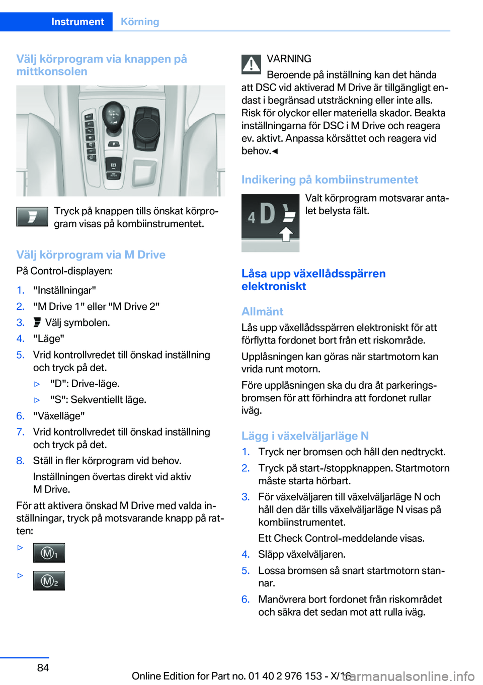 BMW X5 M 2017  InstruktionsbÖcker (in Swedish) �V�ä�l�j��k�