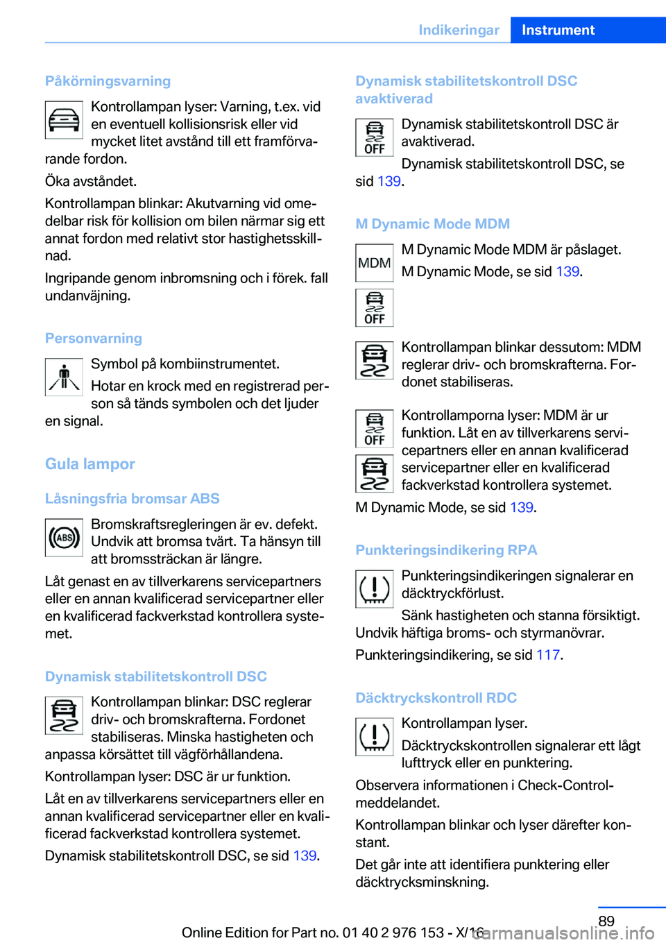 BMW X5 M 2017  InstruktionsbÖcker (in Swedish) �P�å�k�