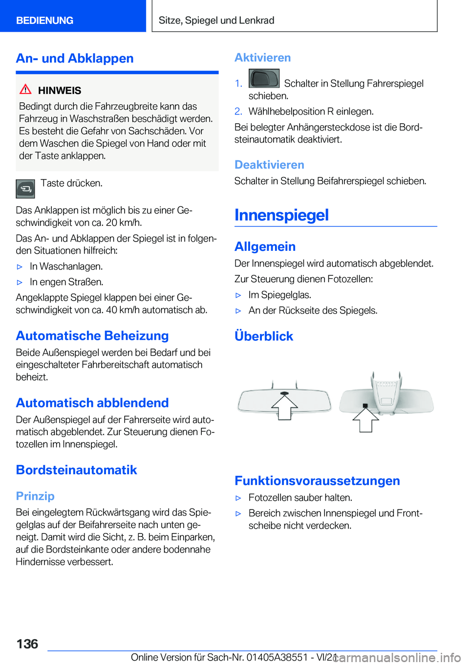 BMW X6 2022  Betriebsanleitungen (in German) �A�n�-��u�n�d��A�b�k�l�a�p�p�e�n
�H�I�N�W�E�I�S
�B�e�d�i�n�g�t��d�u�r�c�h��d�i�e��F�a�h�r�z�e�u�g�b�r�e�i�t�e��k�a�n�n��d�a�s
�F�a�h�r�z�e�u�g��i�n��W�a�s�c�h�s�t�r�a�