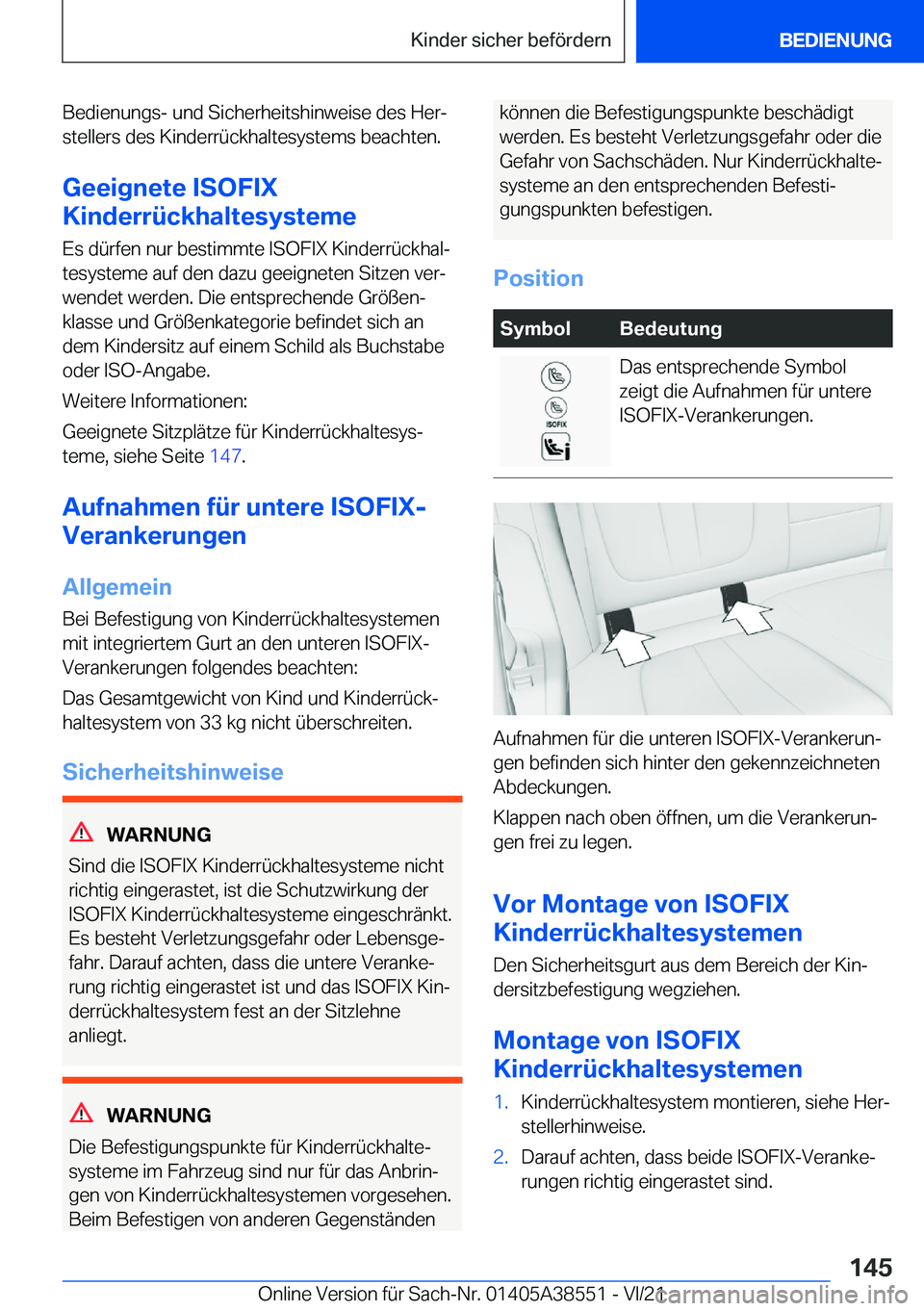 BMW X6 2022  Betriebsanleitungen (in German) �B�e�d�i�e�n�u�n�g�s�-��u�n�d��S�i�c�h�e�r�h�e�i�t�s�h�i�n�w�e�i�s�e��d�e�s��H�e�rj�s�t�e�l�l�e�r�s��d�e�s��K�i�n�d�e�r�r�