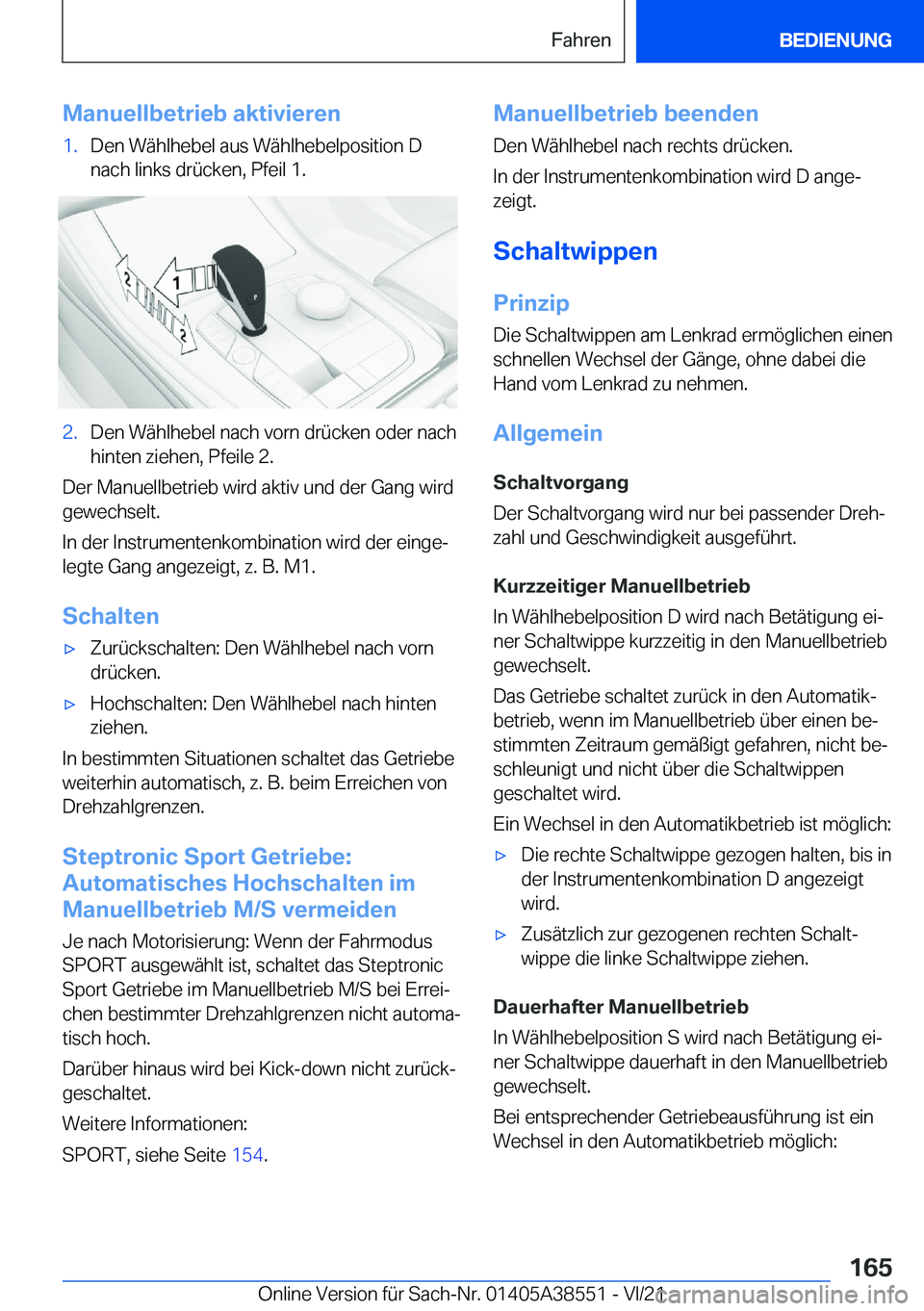 BMW X6 2022  Betriebsanleitungen (in German) �M�a�n�u�e�l�l�b�e�t�r�i�e�b��a�k�t�i�v�i�e�r�e�n�1�.�D�e�n��W�