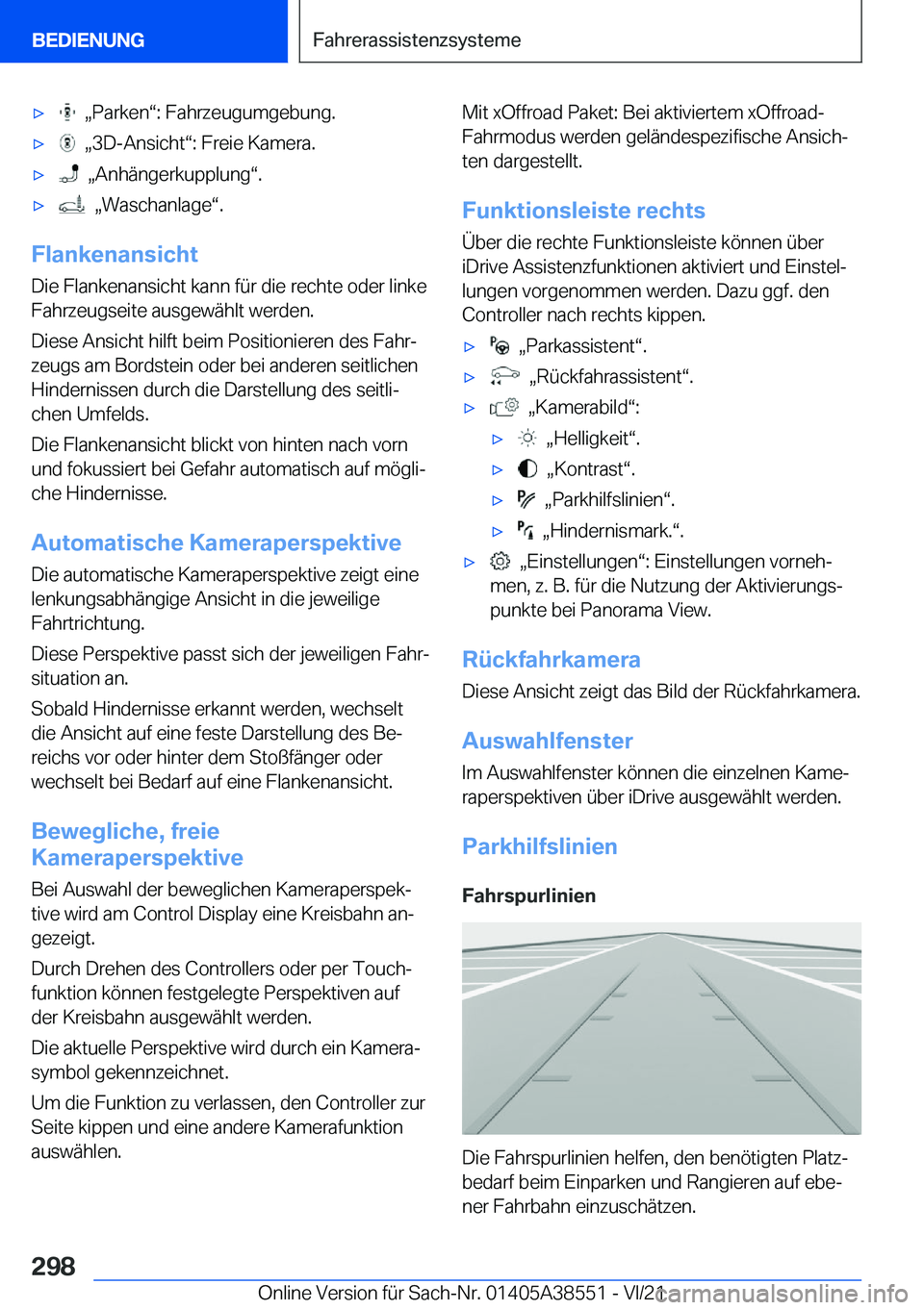 BMW X6 2022  Betriebsanleitungen (in German) x��x�P�a�r�k�e�nv�:��F�a�h�r�z�e�u�g�u�m�g�e�b�u�n�g�.x��x�3�D�-�A�n�s�i�c�h�tv�:��F�r�e�i�e��K�a�m�e�r�a�.x��x�A�n�h�