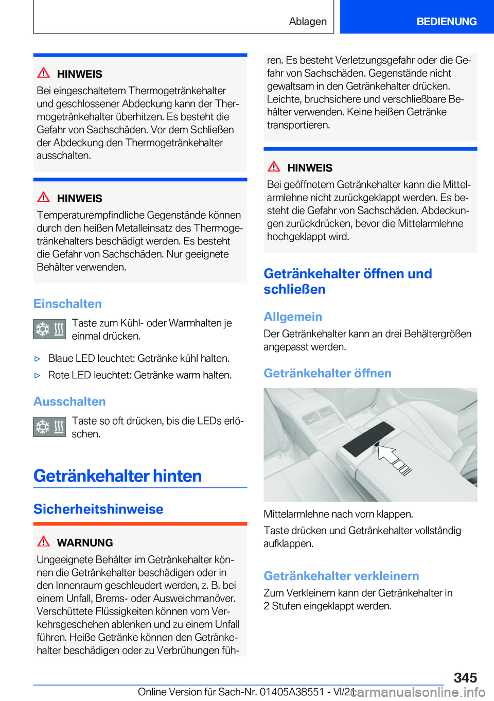 BMW X6 2022  Betriebsanleitungen (in German) �H�I�N�W�E�I�S
�B�e�i��e�i�n�g�e�s�c�h�a�l�t�e�t�e�m��T�h�e�r�m�o�g�e�t�r�